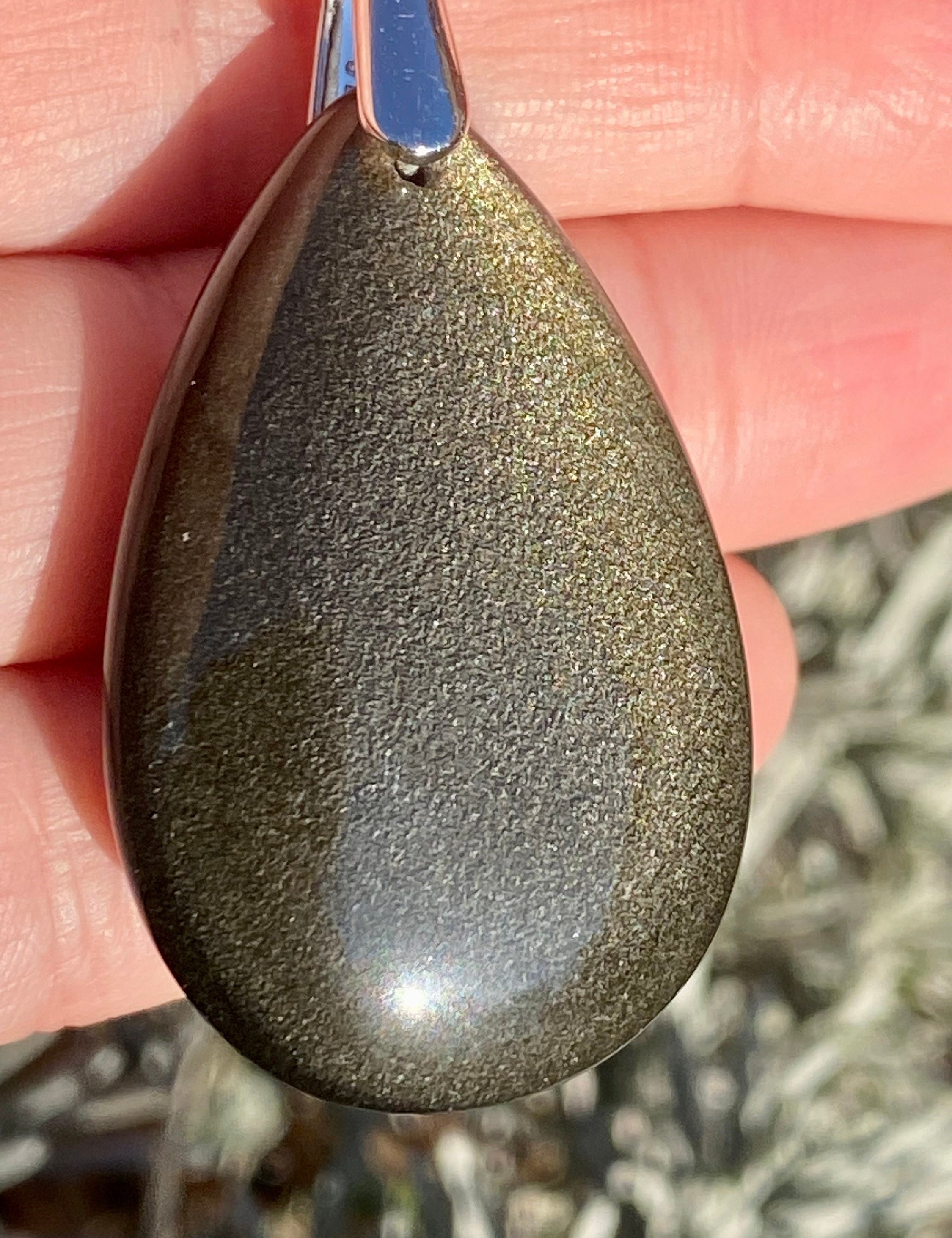 Black Obsidian and Silver Pendant