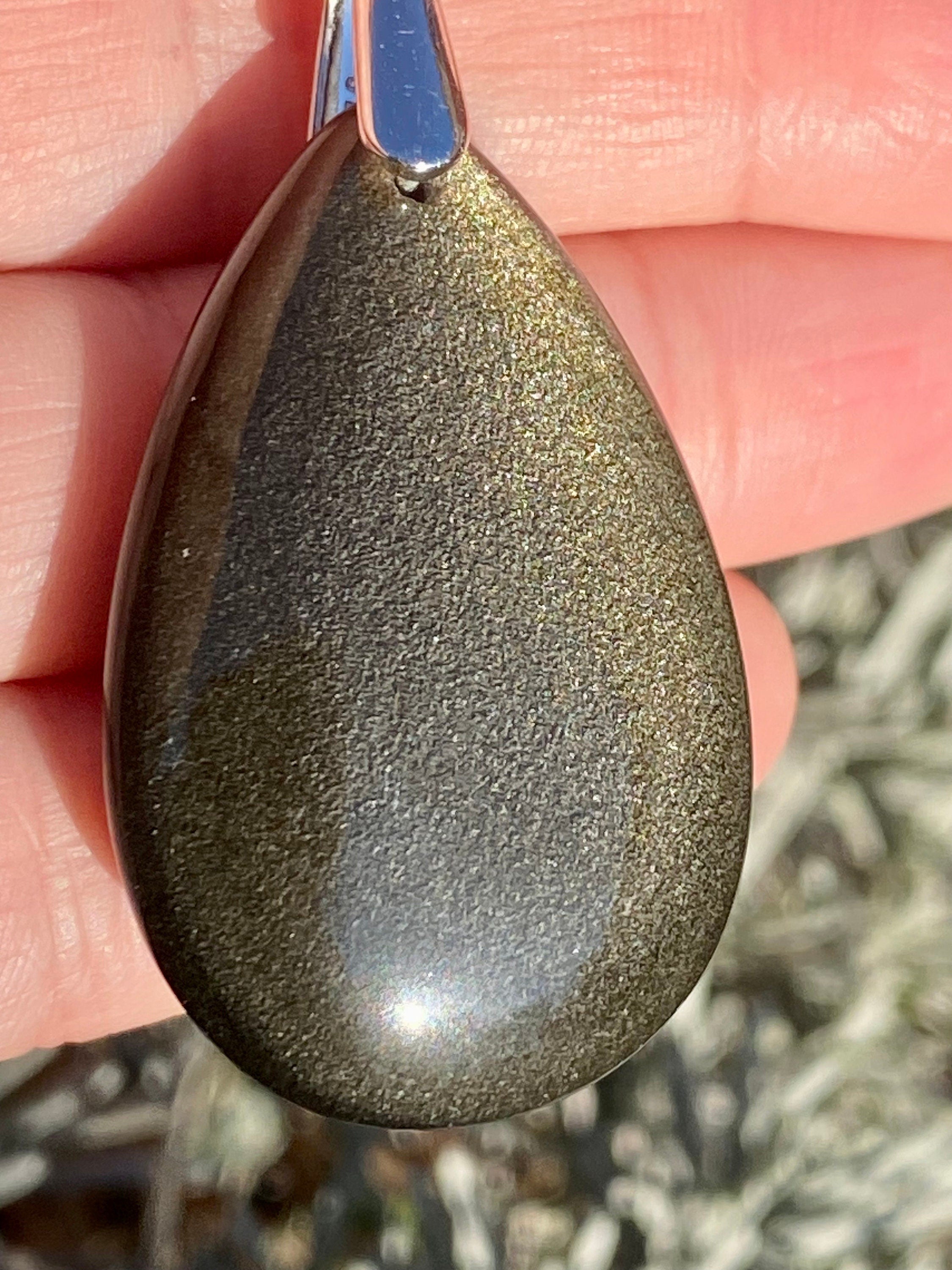 Black Obsidian and Silver Pendant