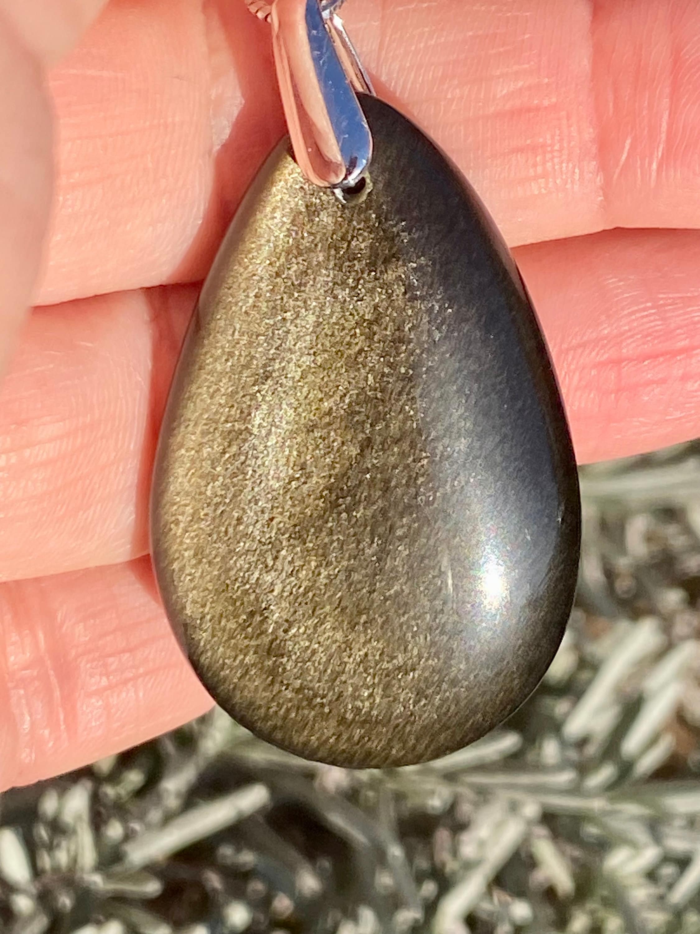 Black Obsidian and Silver Pendant