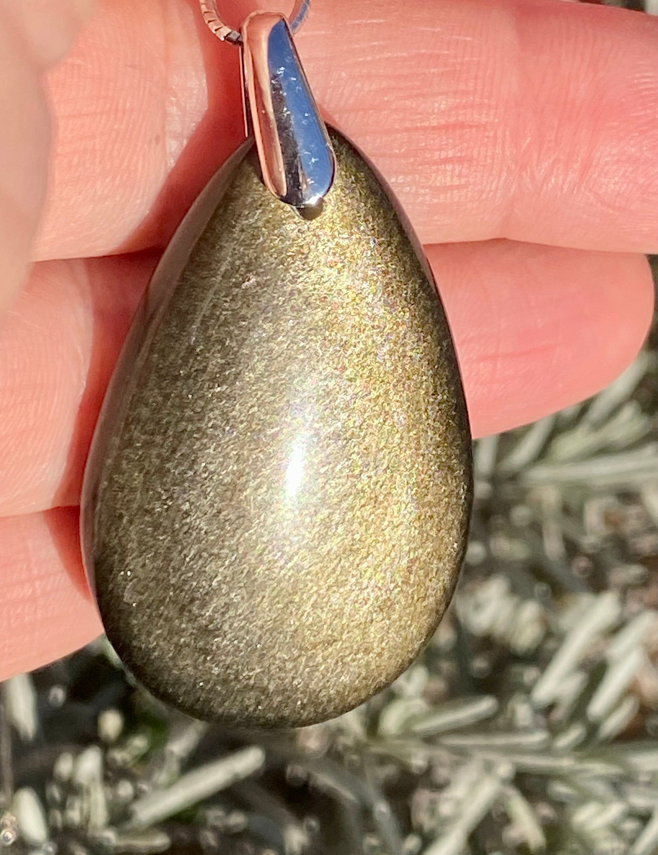 Black Obsidian and Silver Pendant