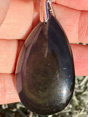 Rainbow Obsidian and Silver Pendant