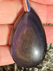 Rainbow Obsidian and Silver Pendant