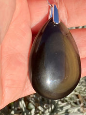 Rainbow Obsidian and Silver Pendant