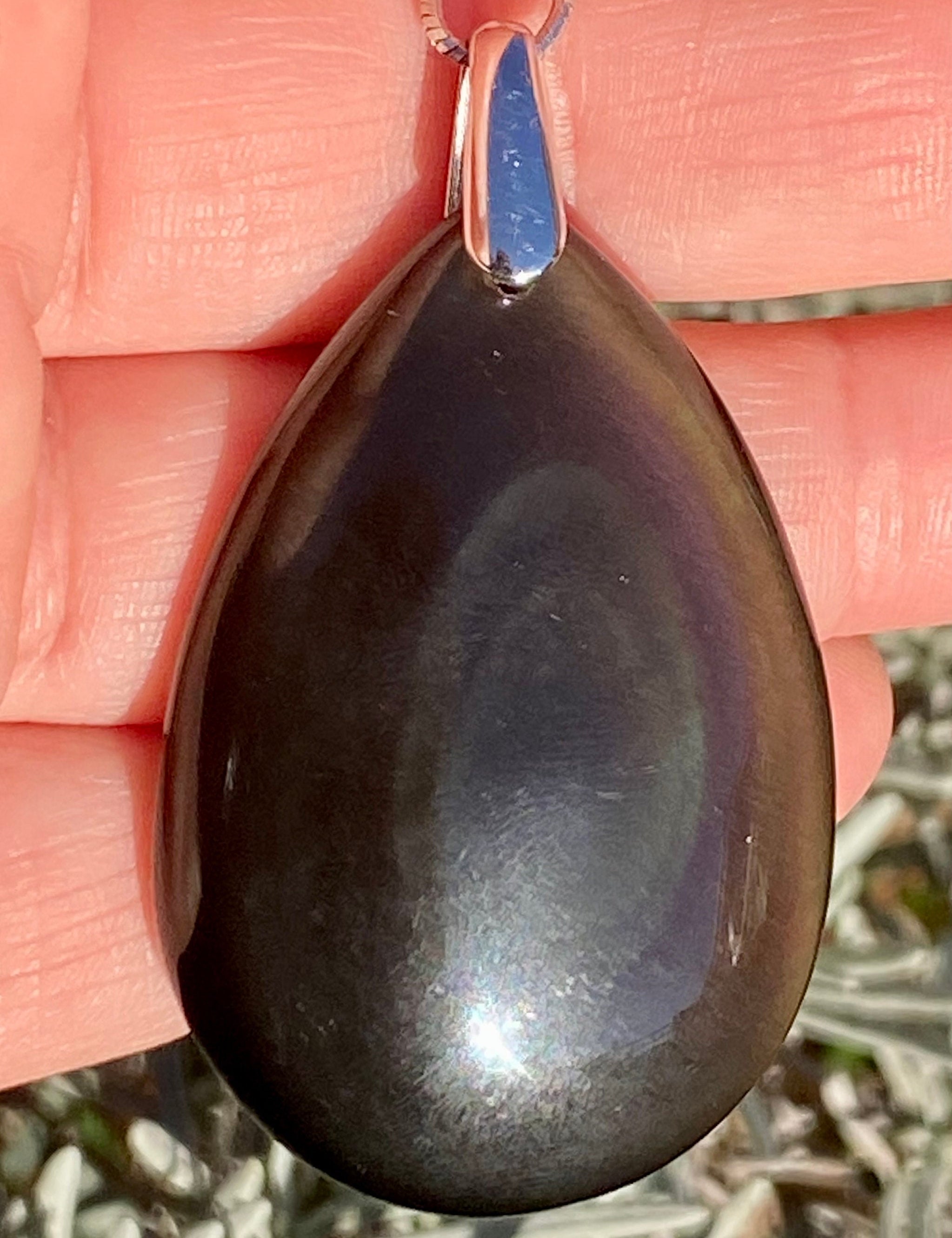 Rainbow Obsidian and Silver Pendant