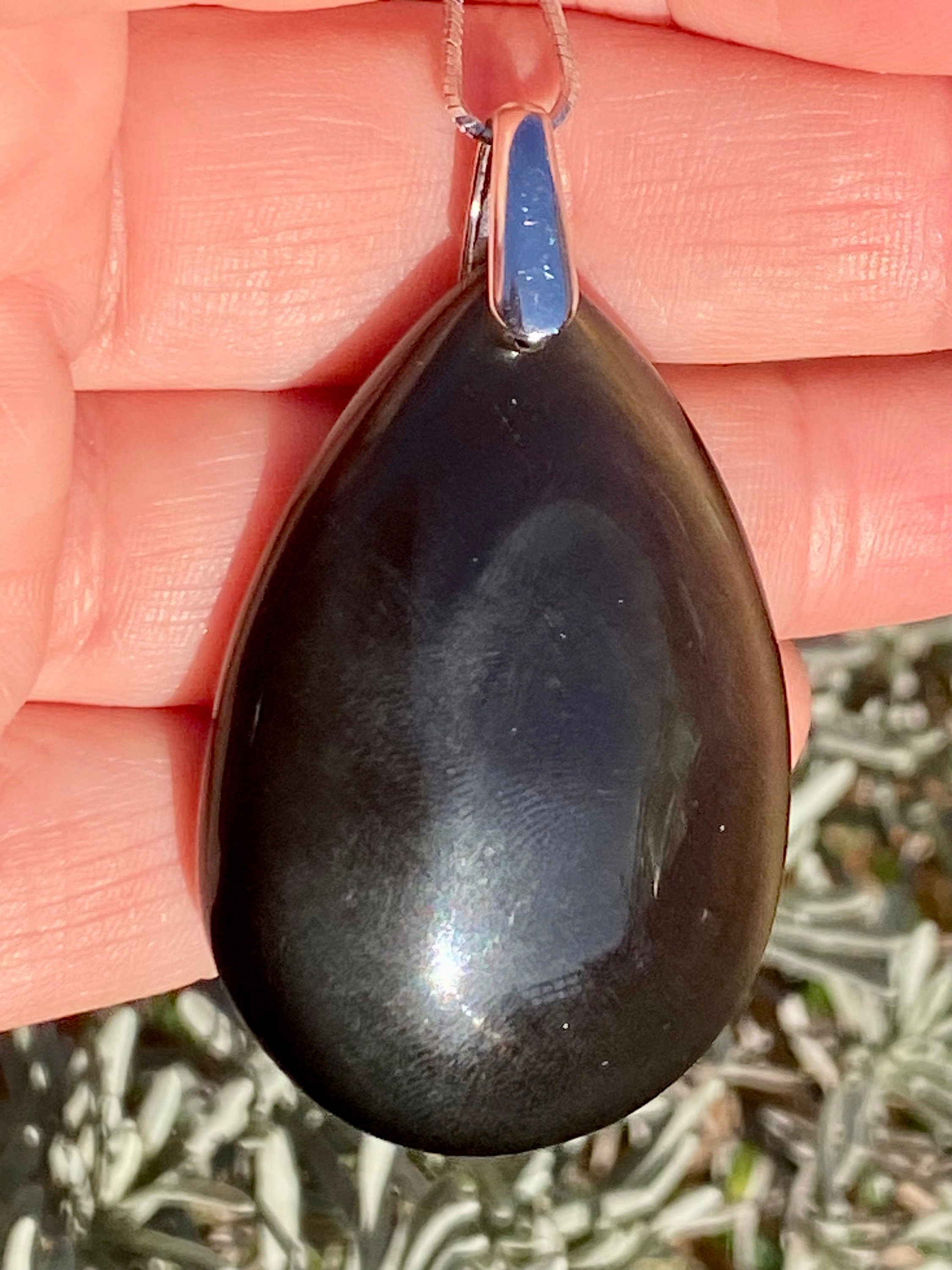 Rainbow Obsidian and Silver Pendant