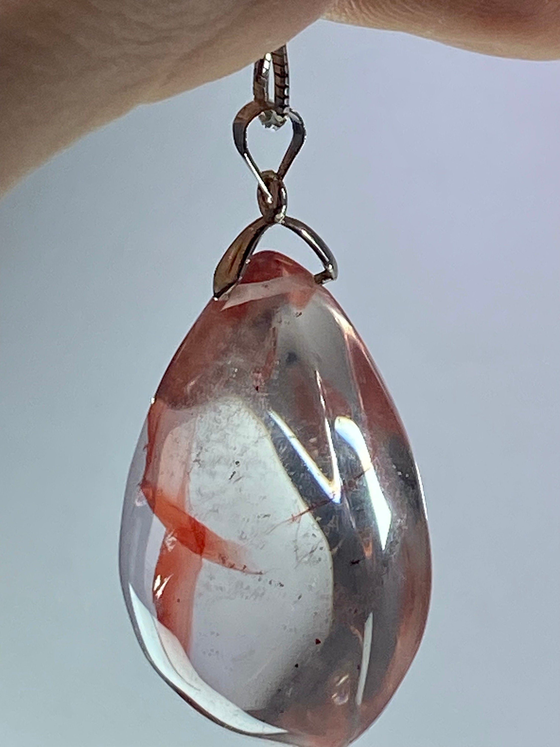 Grade AAA - Red Limonite and Silver Pendant