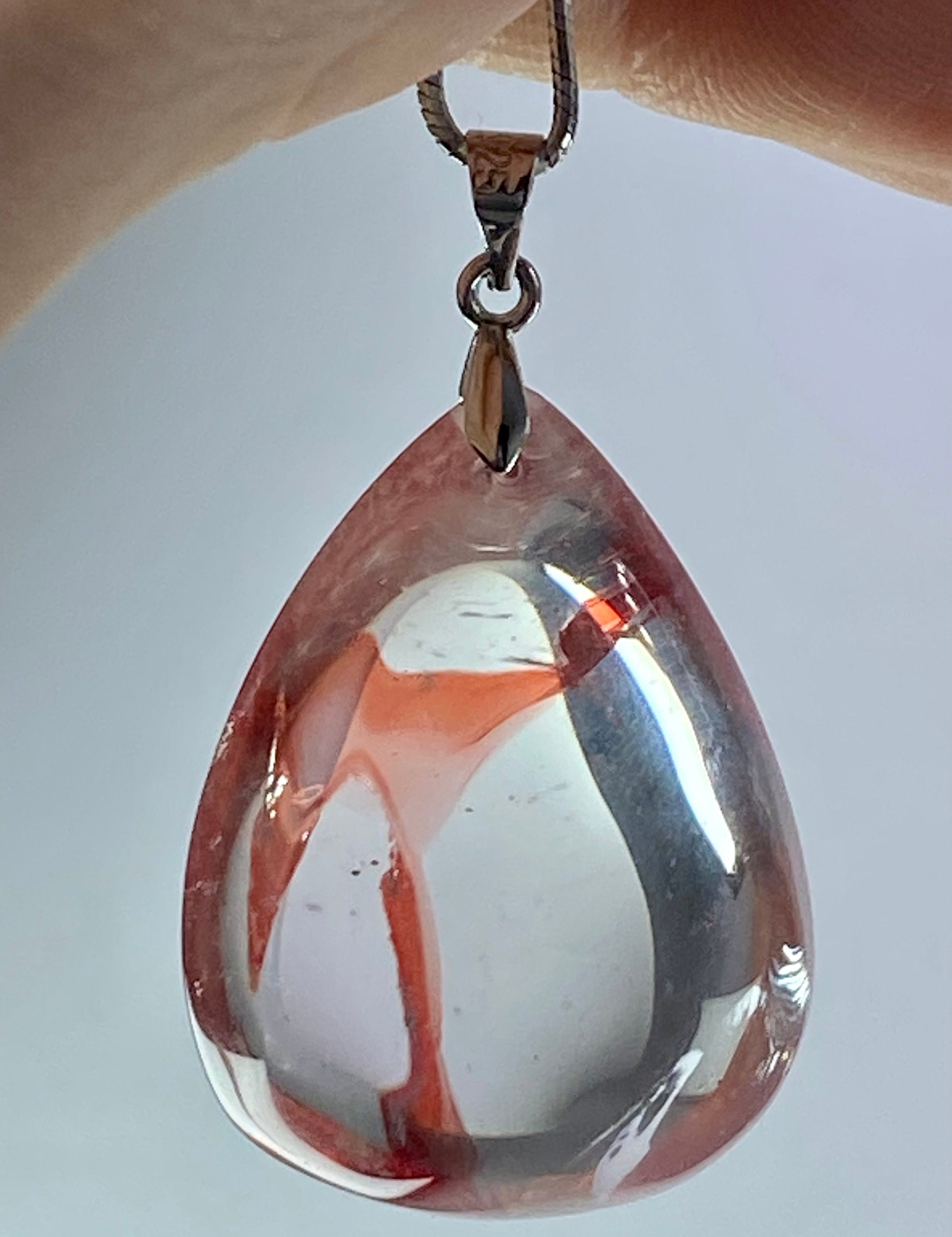 Grade AAA - Red Limonite and Silver Pendant