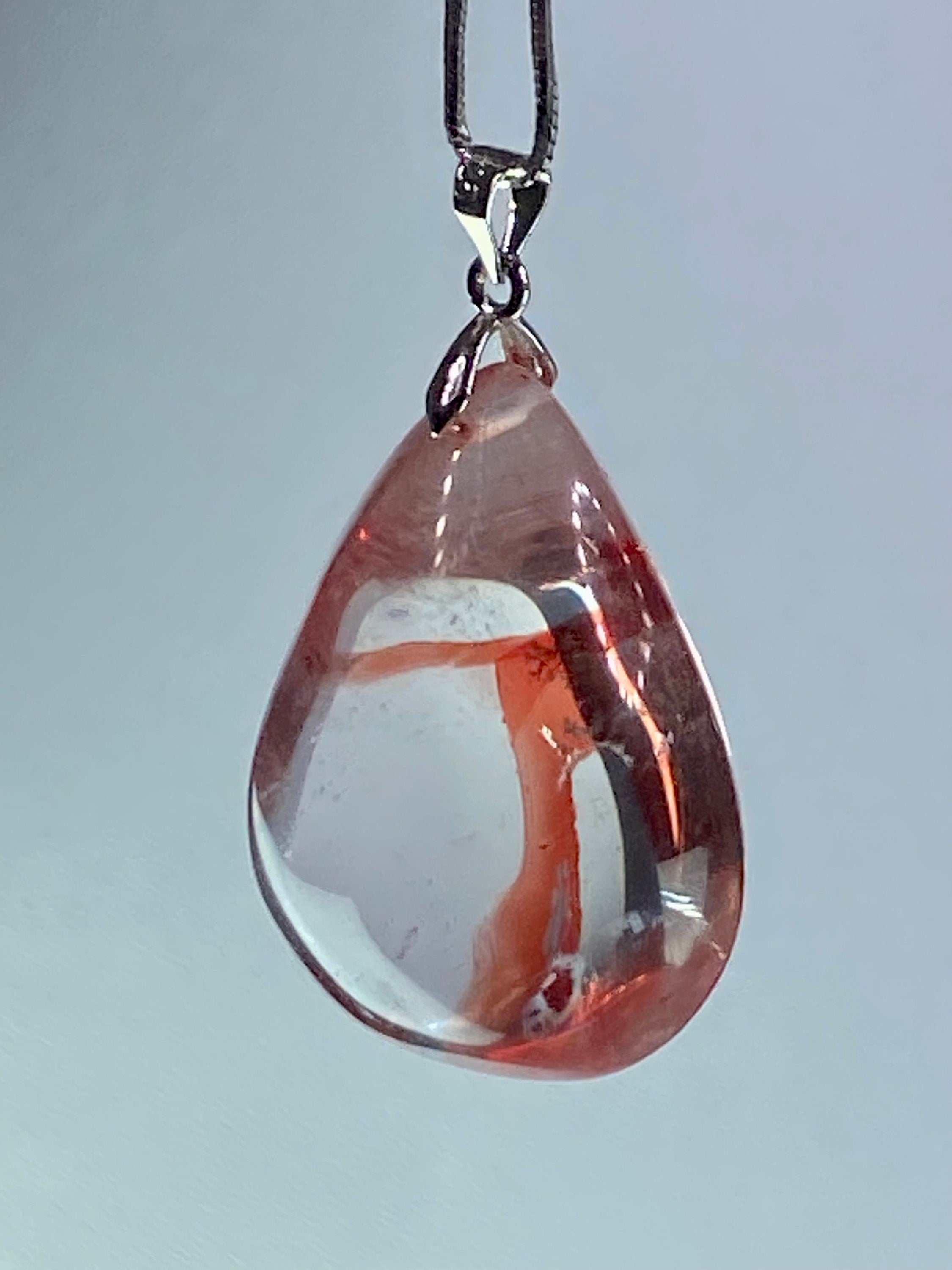 Grade AAA - Red Limonite and Silver Pendant