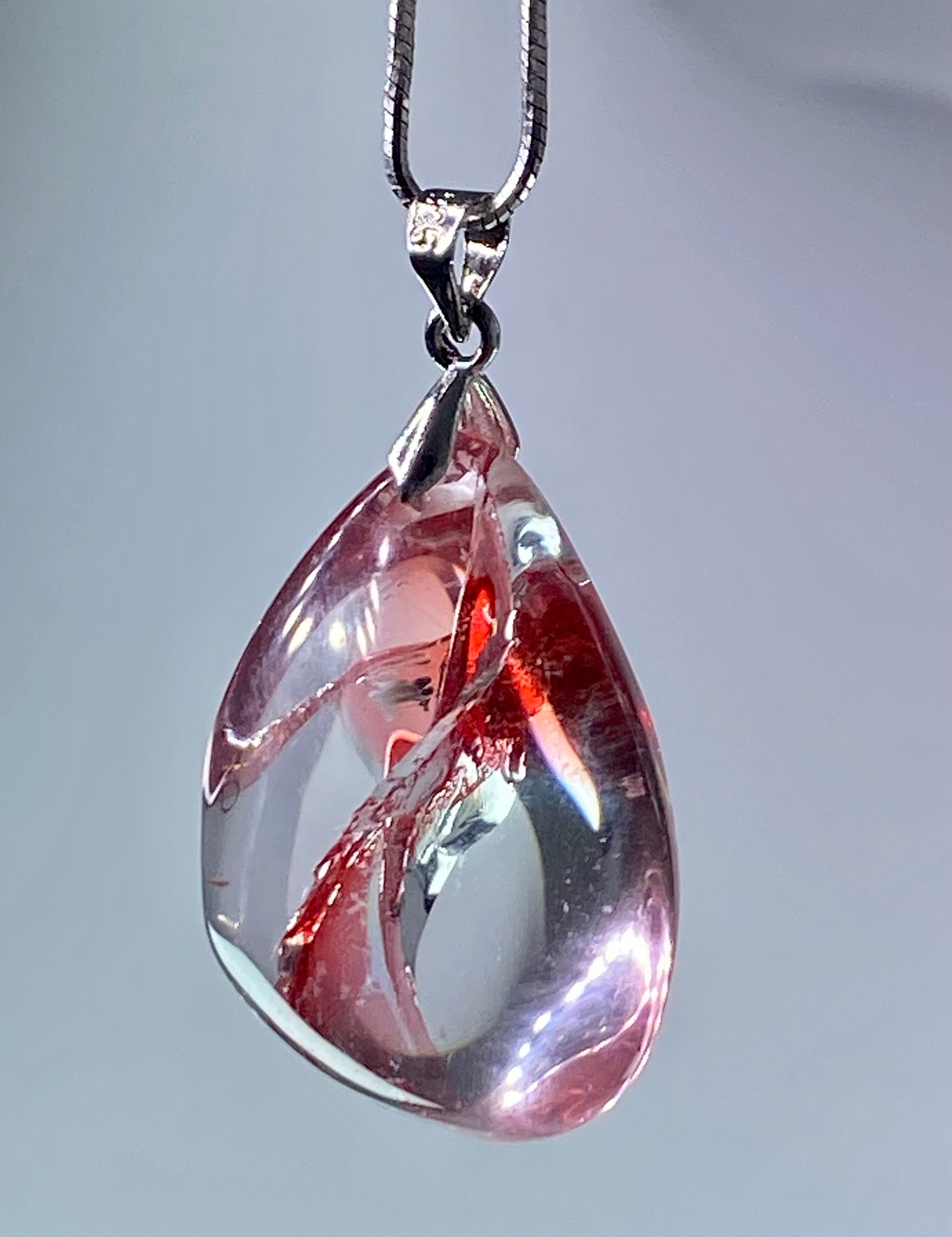 Grade AAA - Red Limonite and Silver Pendant