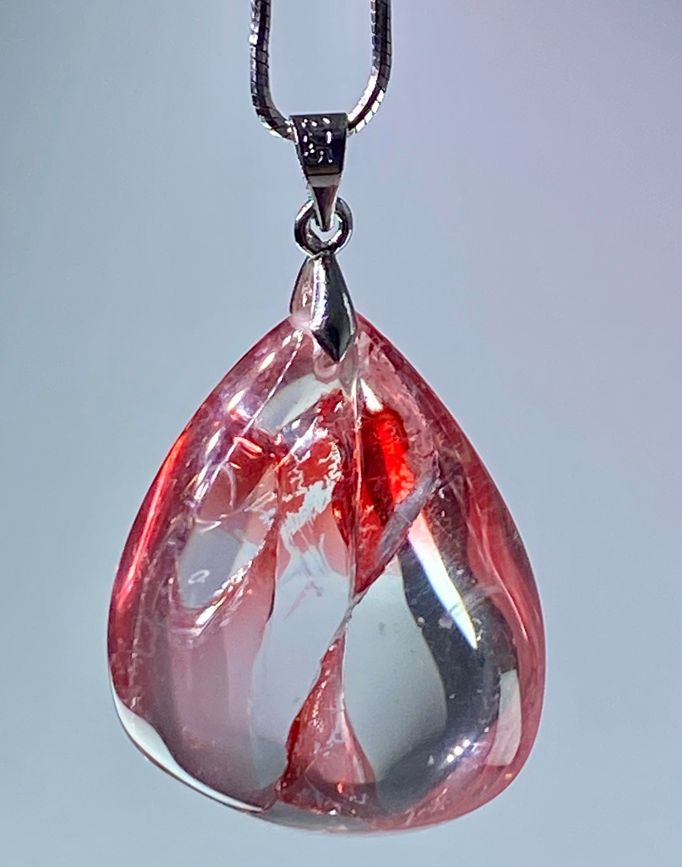 Grade AAA - Red Limonite and Silver Pendant