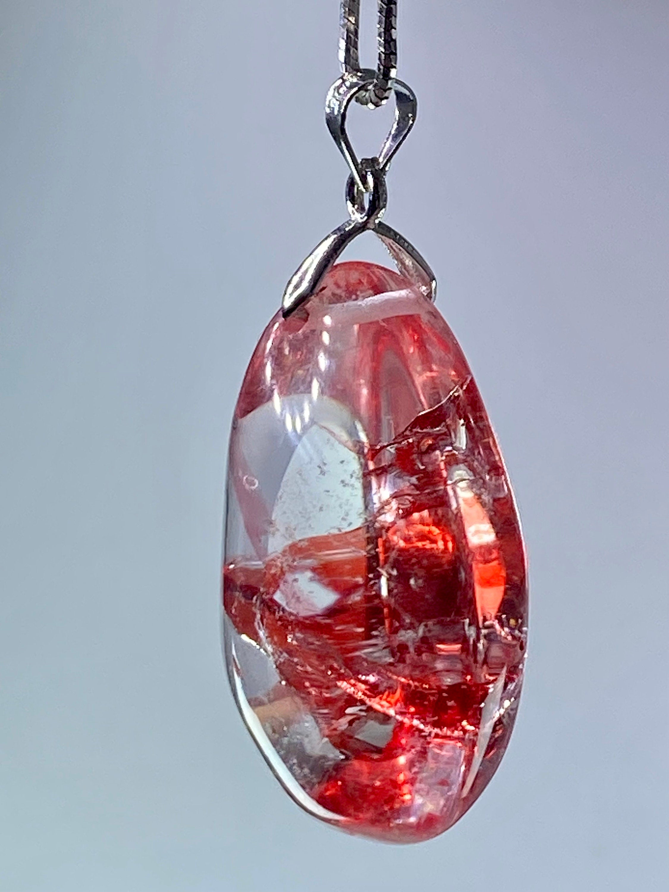 Grade AAA - Red Limonite and Silver Pendant