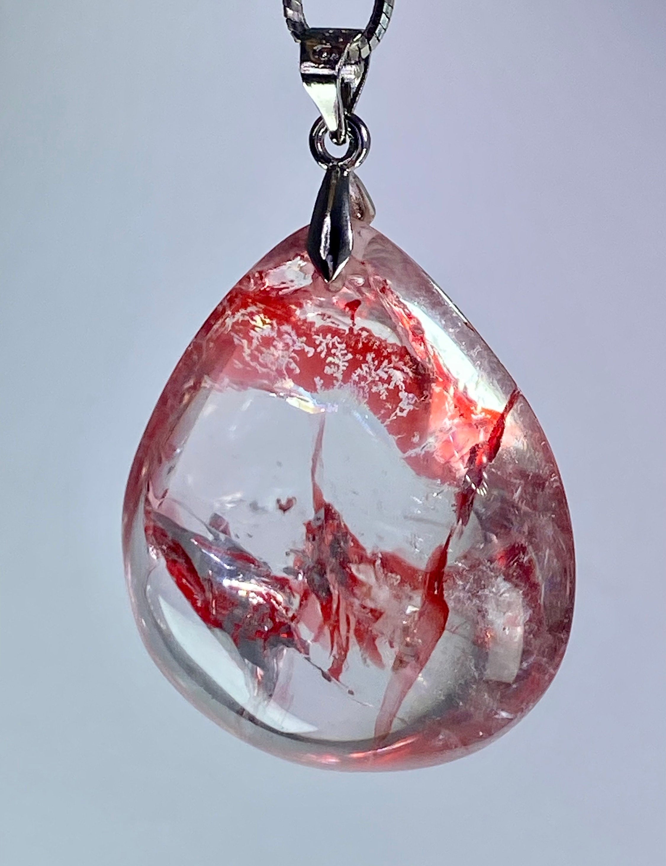 Grade AAA - Red Limonite and Silver Pendant