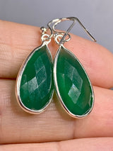 Green Onyx and Silver Earrings (M09)