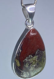 African Dragon Bloodstone and Silver Pendant