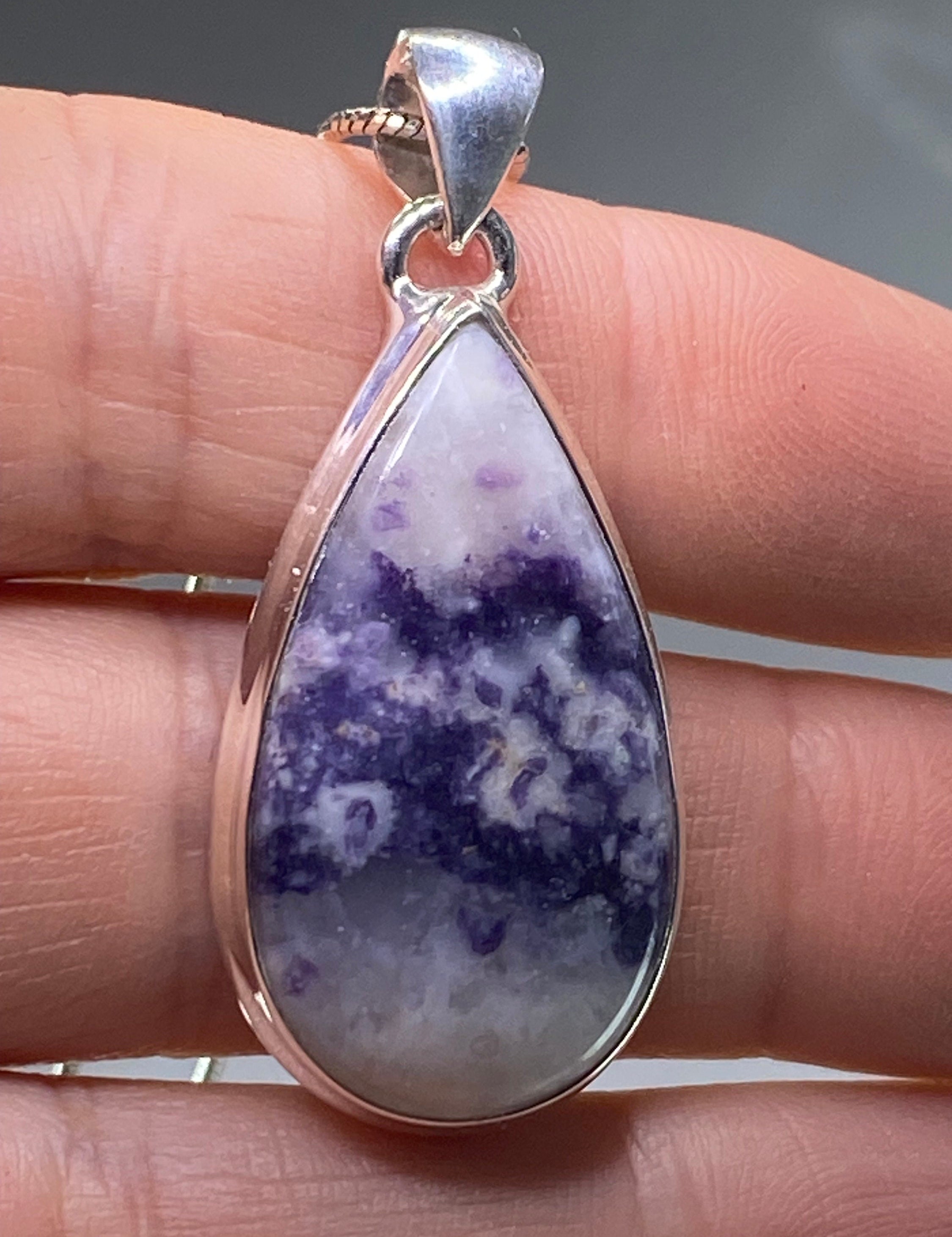 A Rare Violet Flame (Morado) Opal Silver Pendant (UV)