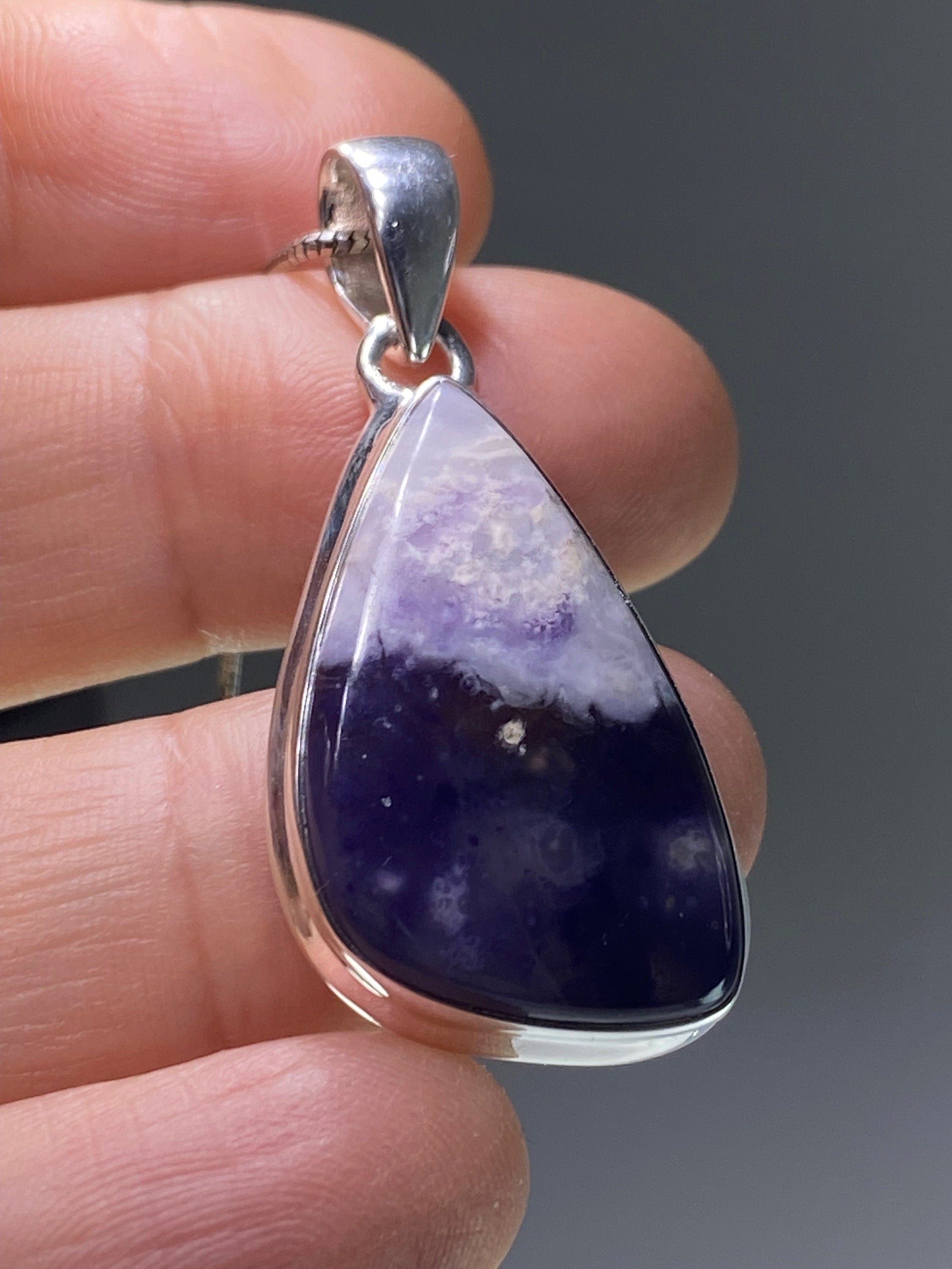 A Rare Violet Flame (Morado) Opal Silver Pendant (UV)