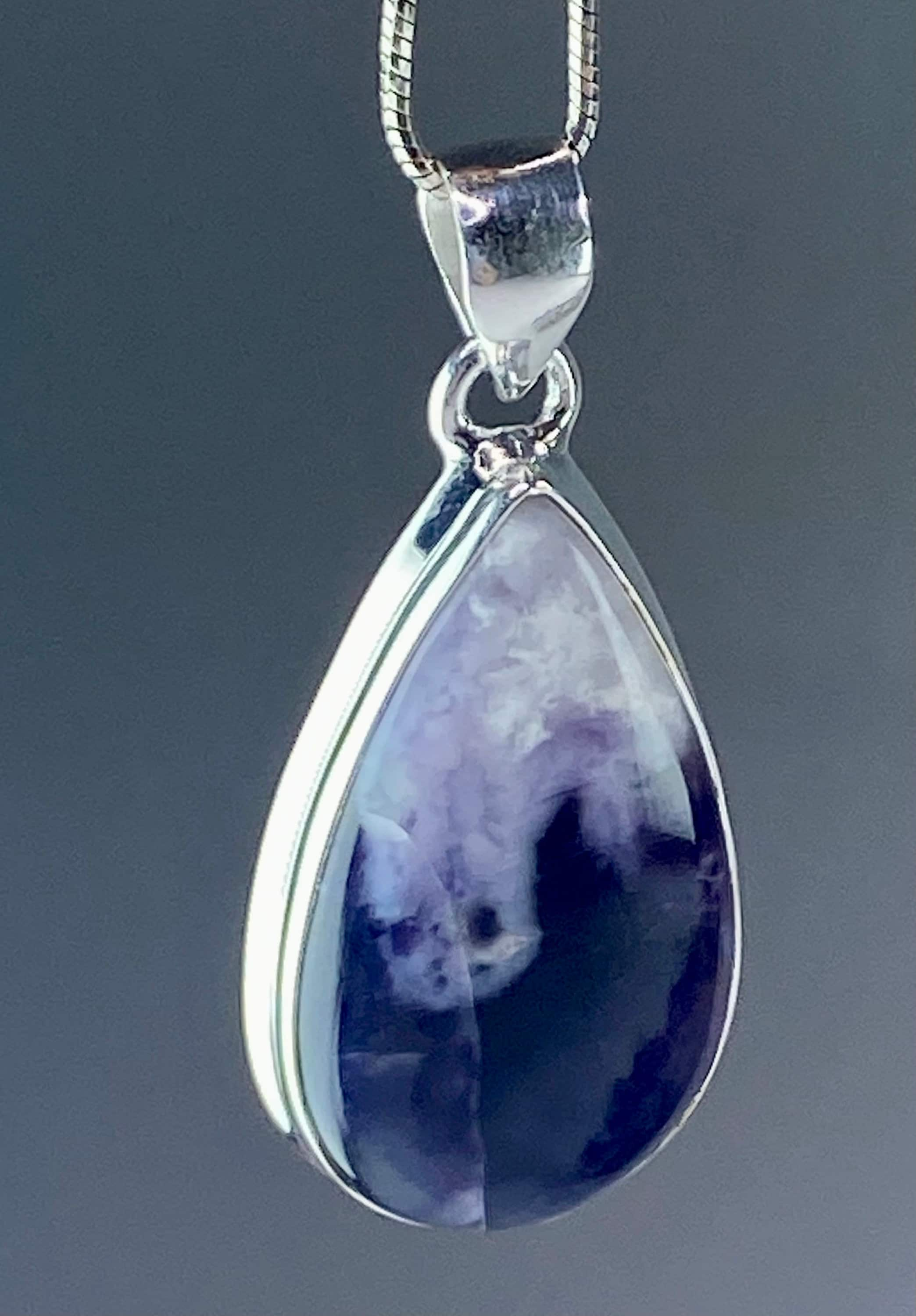 A Rare Violet Flame (Morado) Opal Silver Pendant (UV)