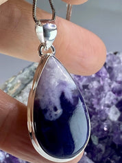 A Rare Violet Flame (Morado) Opal Silver Pendant (UV)