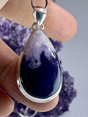 A Rare Violet Flame (Morado) Opal Silver Pendant (UV)