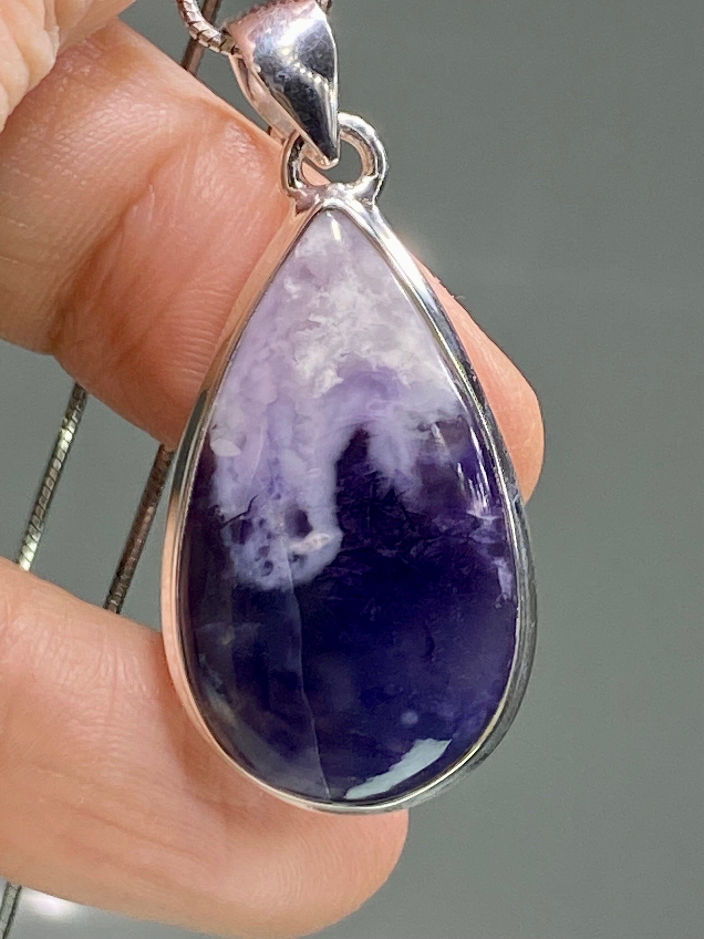 A Rare Violet Flame (Morado) Opal Silver Pendant (UV)