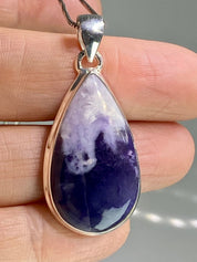 A Rare Violet Flame (Morado) Opal Silver Pendant (UV)