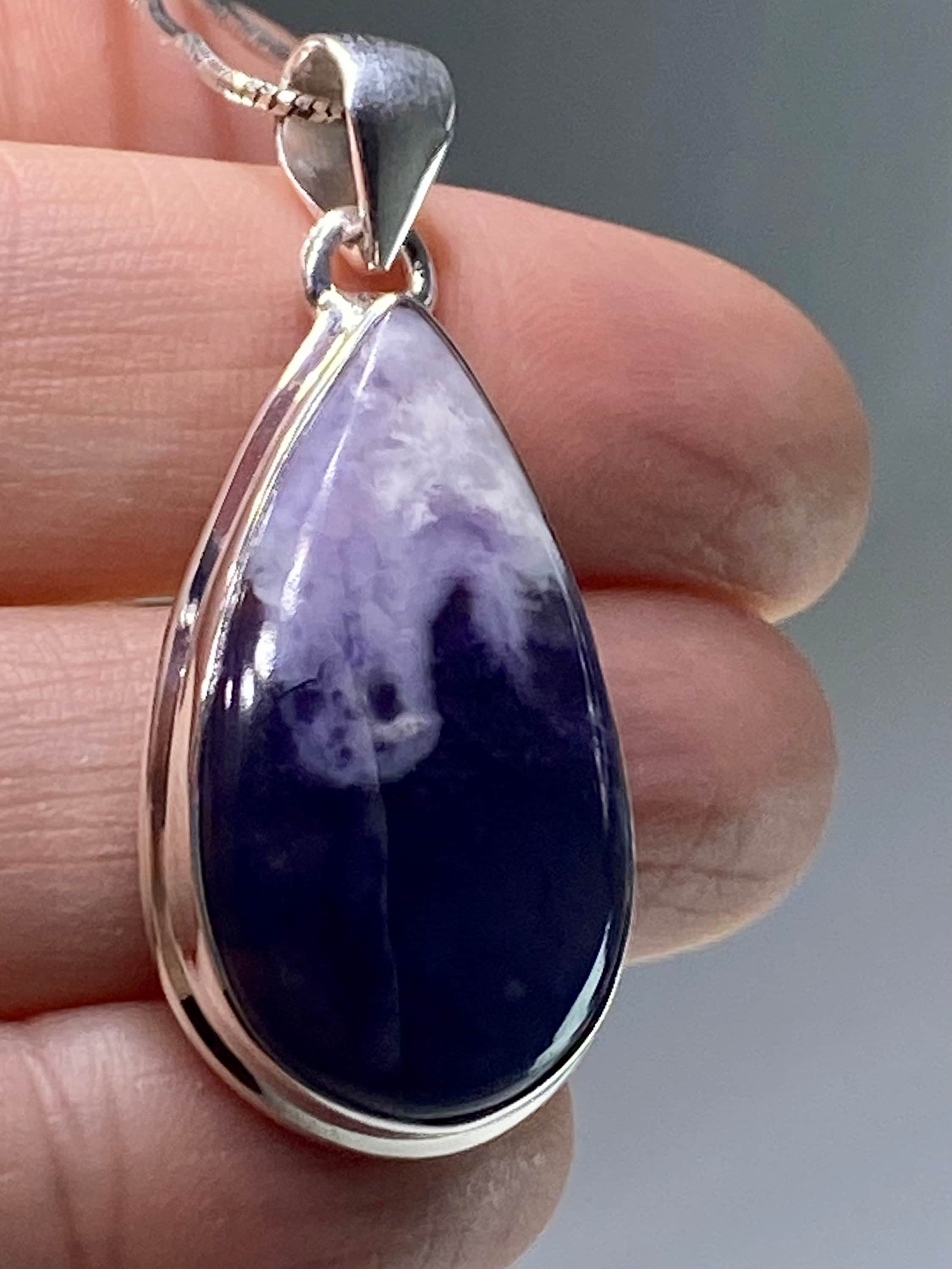 A Rare Violet Flame (Morado) Opal Silver Pendant (UV)