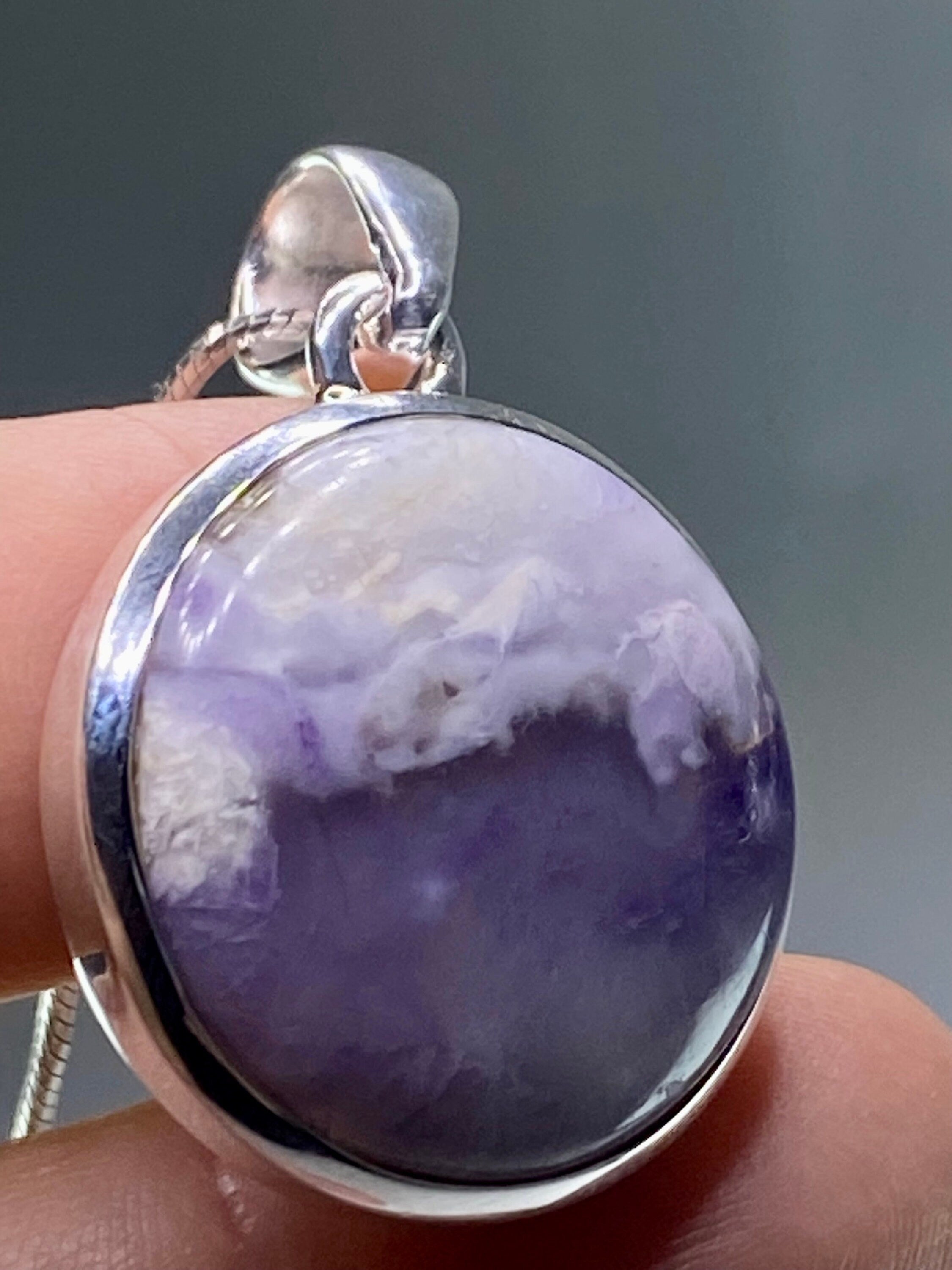 A Rare Violet Flame (Morado) Opal Silver Pendant (UV)