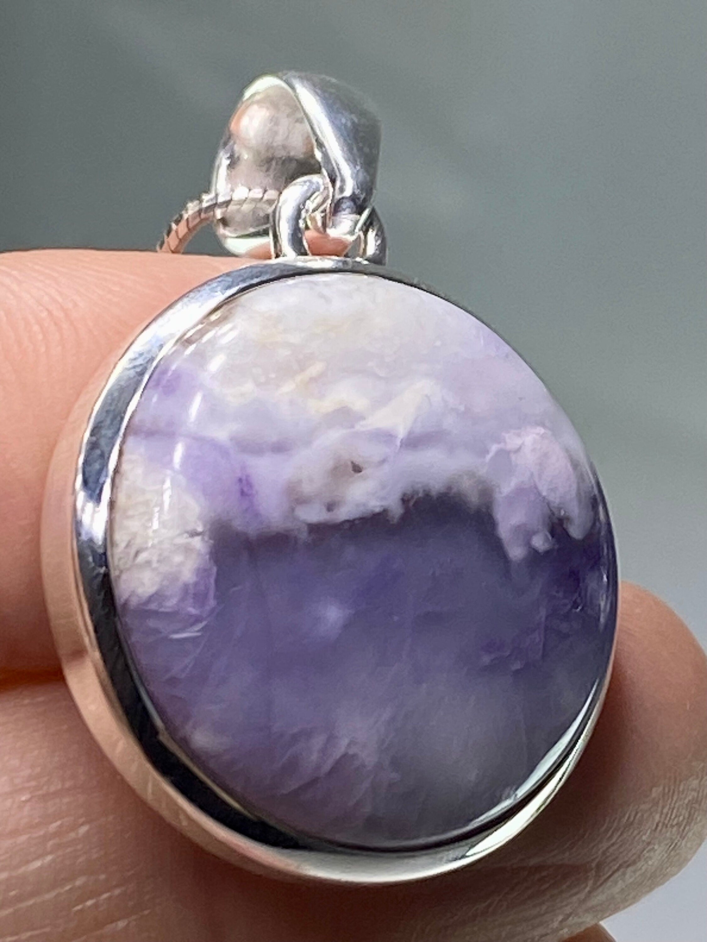 A Rare Violet Flame (Morado) Opal Silver Pendant (UV)