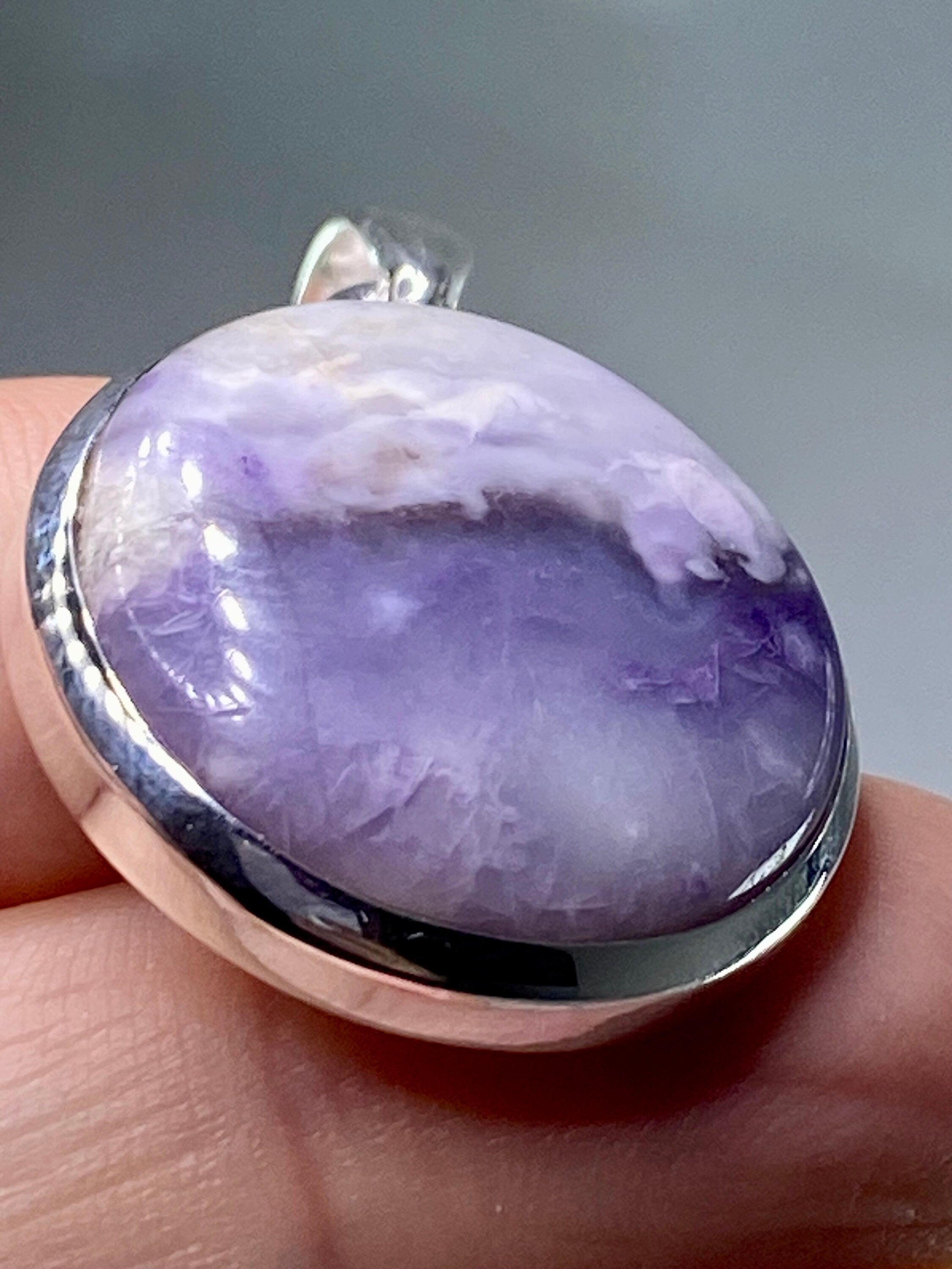 A Rare Violet Flame (Morado) Opal Silver Pendant (UV)