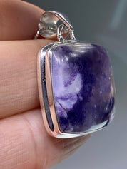 A Rare Violet Flame (Morado) Opal Silver Pendant (UV)