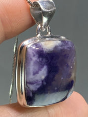 A Rare Violet Flame (Morado) Opal Silver Pendant (UV)