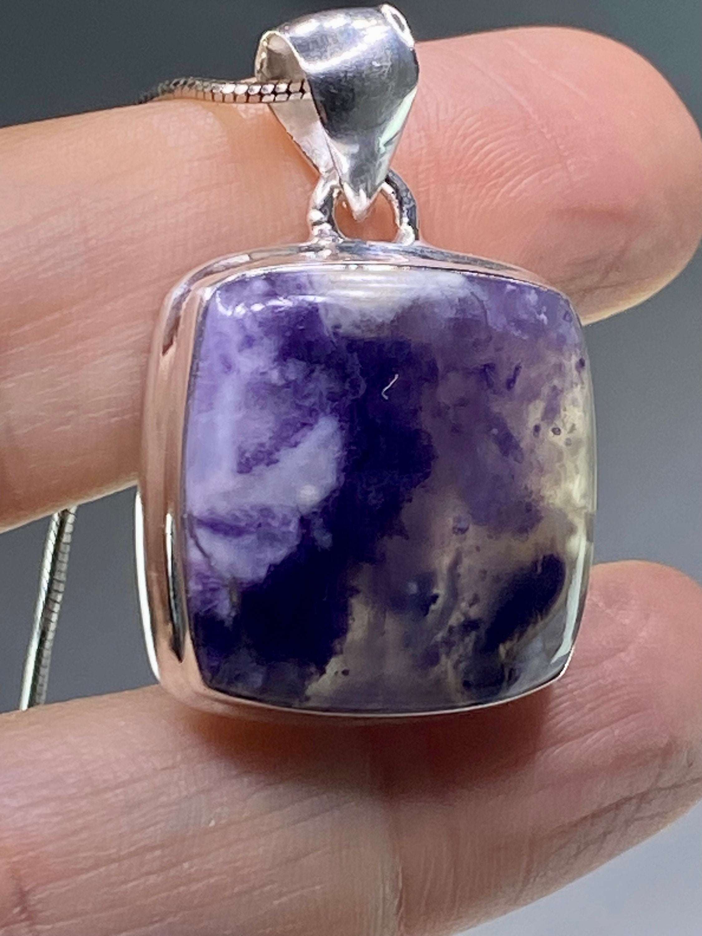 A Rare Violet Flame (Morado) Opal Silver Pendant (UV)