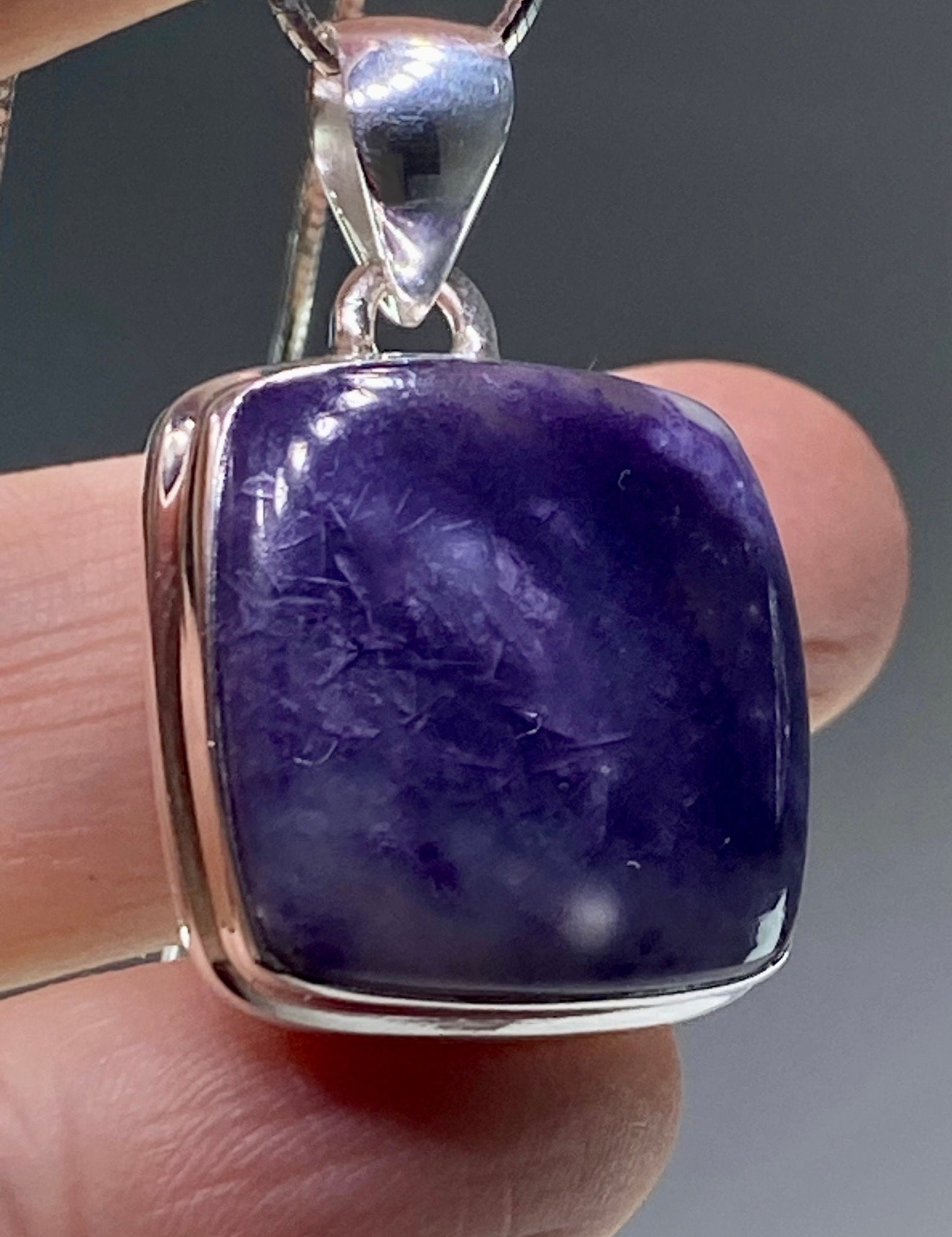 A Rare Violet Flame (Morado) Opal Silver Pendant (UV)