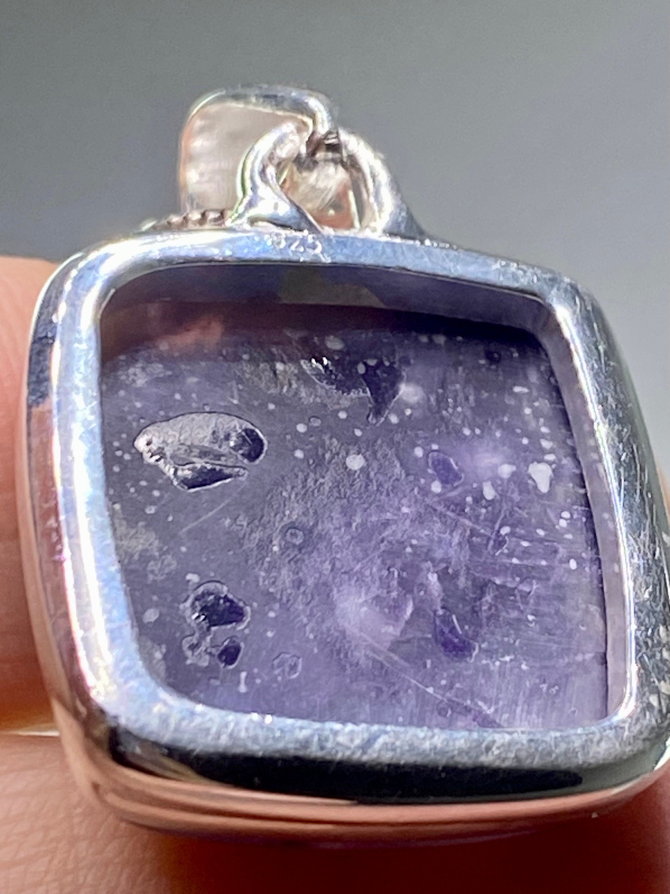 A Rare Violet Flame (Morado) Opal Silver Pendant (UV)