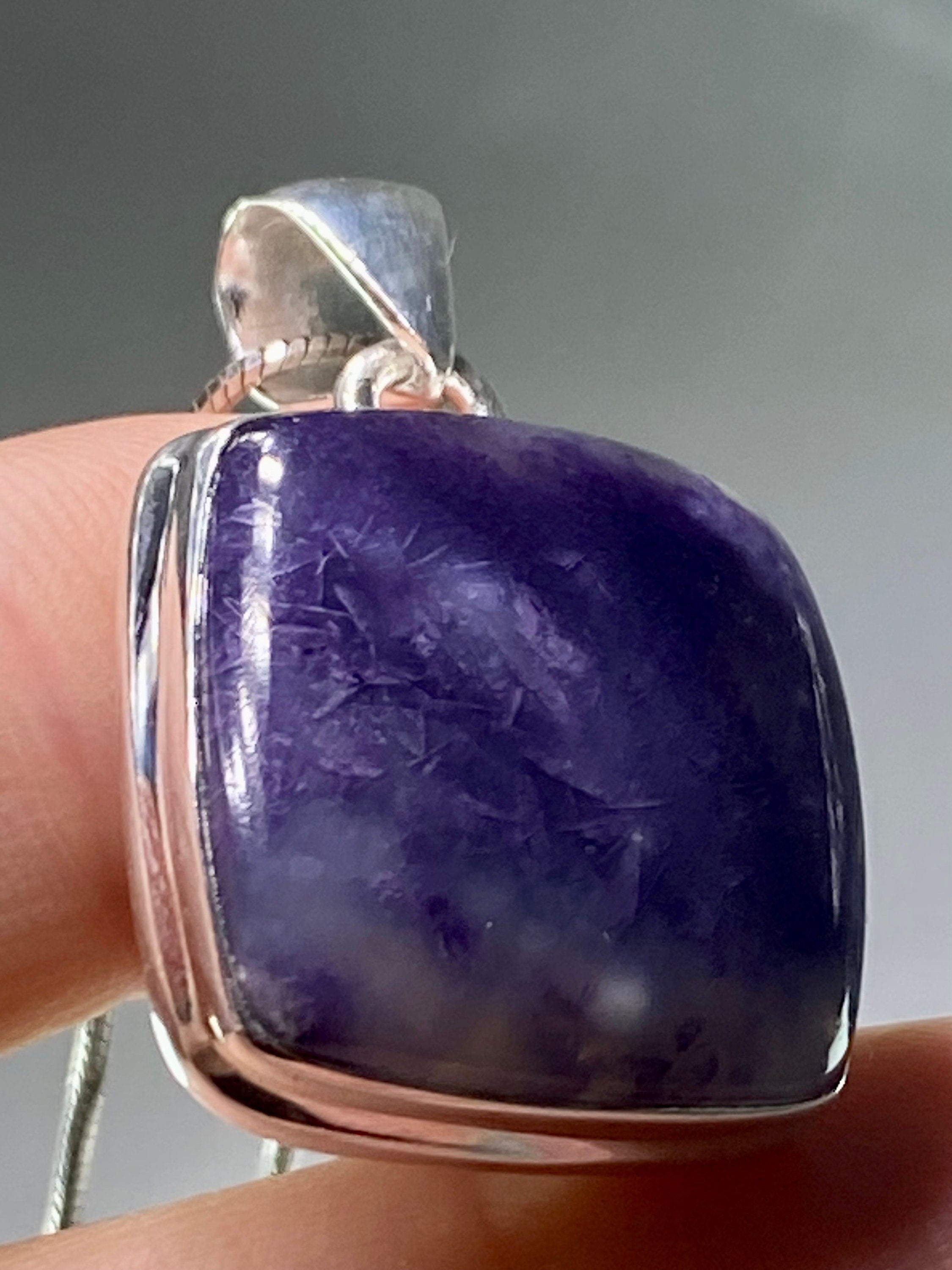 A Rare Violet Flame (Morado) Opal Silver Pendant (UV)