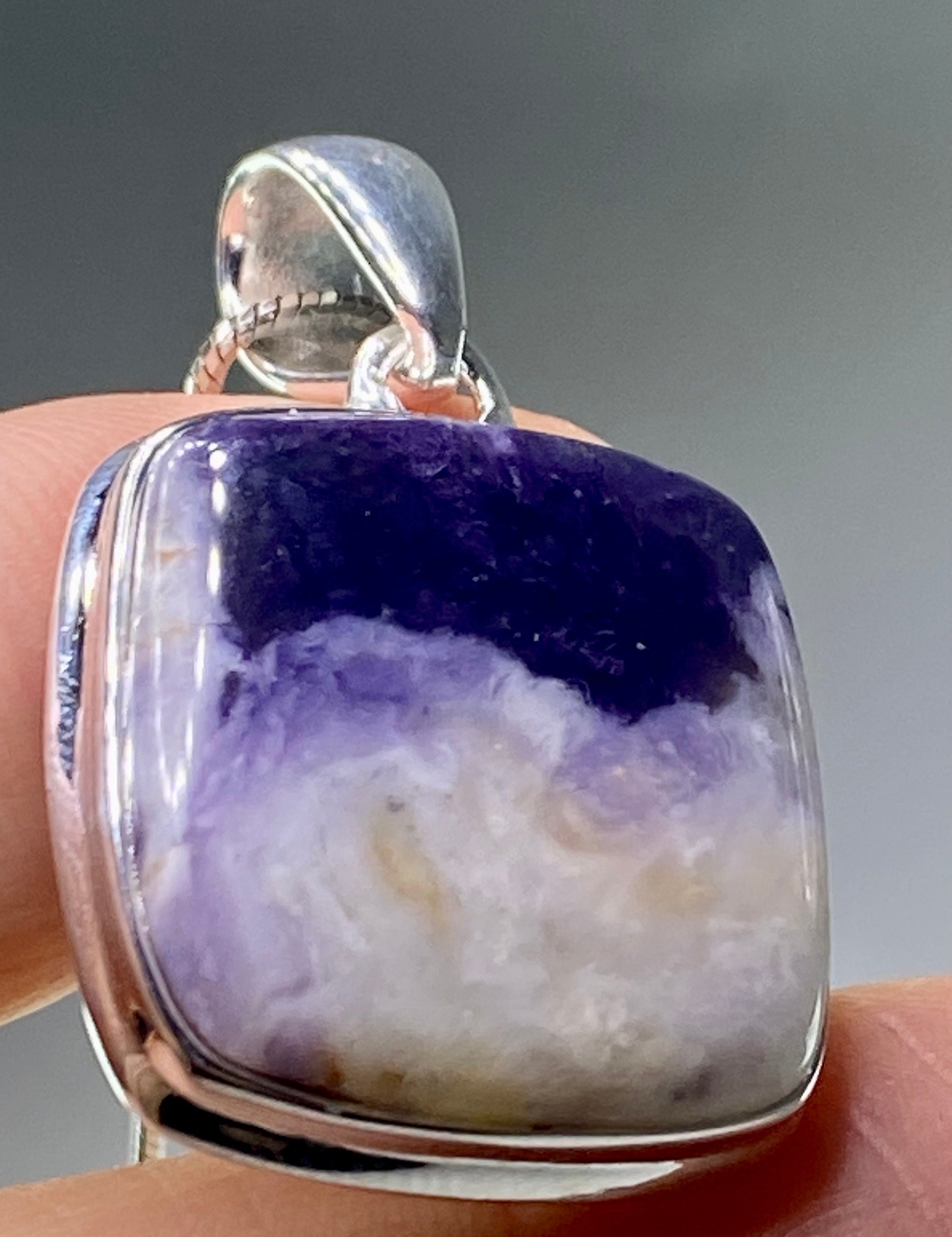 A Rare Violet Flame (Morado) Opal Silver Pendant (UV)