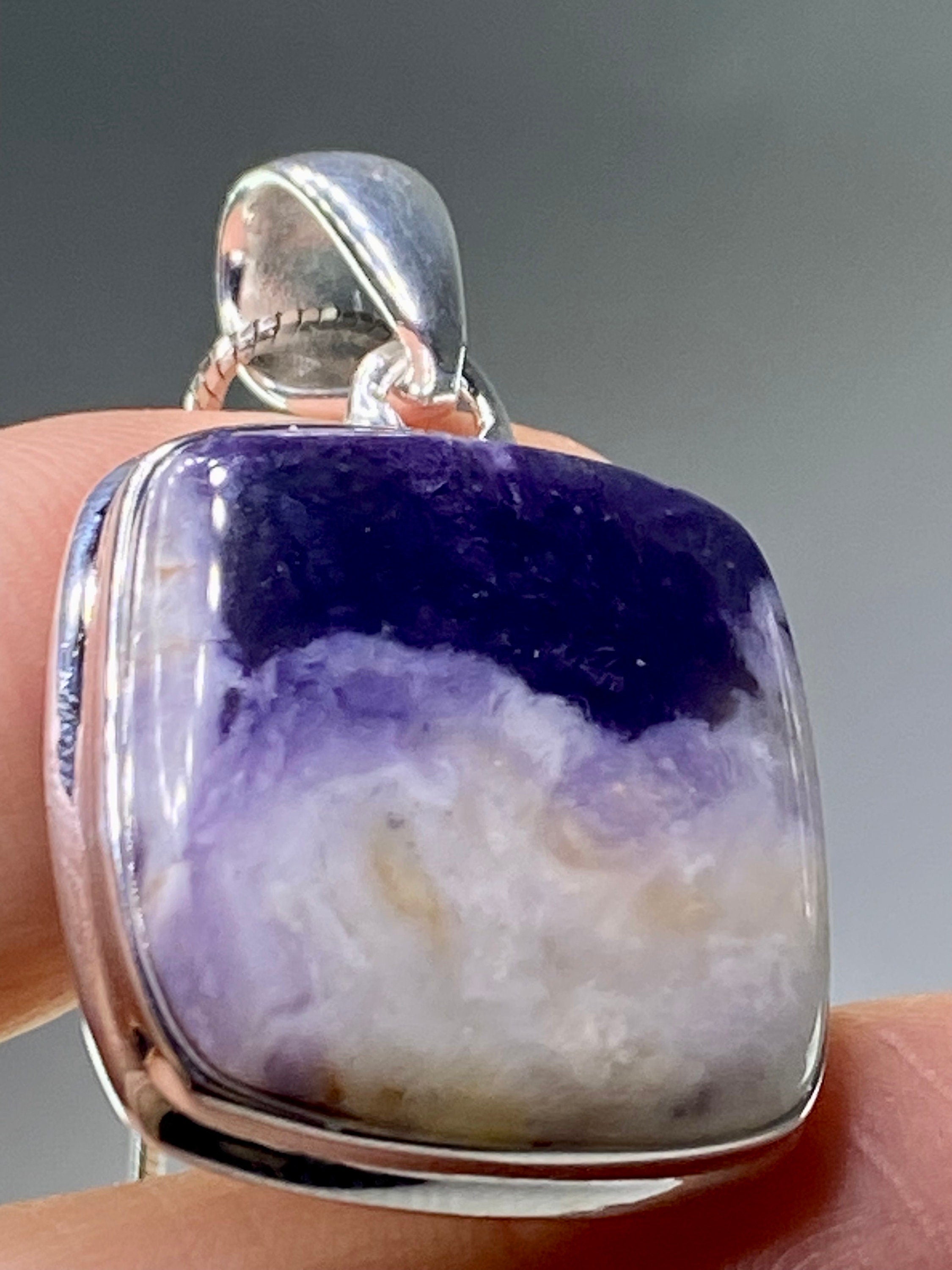 A Rare Violet Flame (Morado) Opal Silver Pendant (UV)