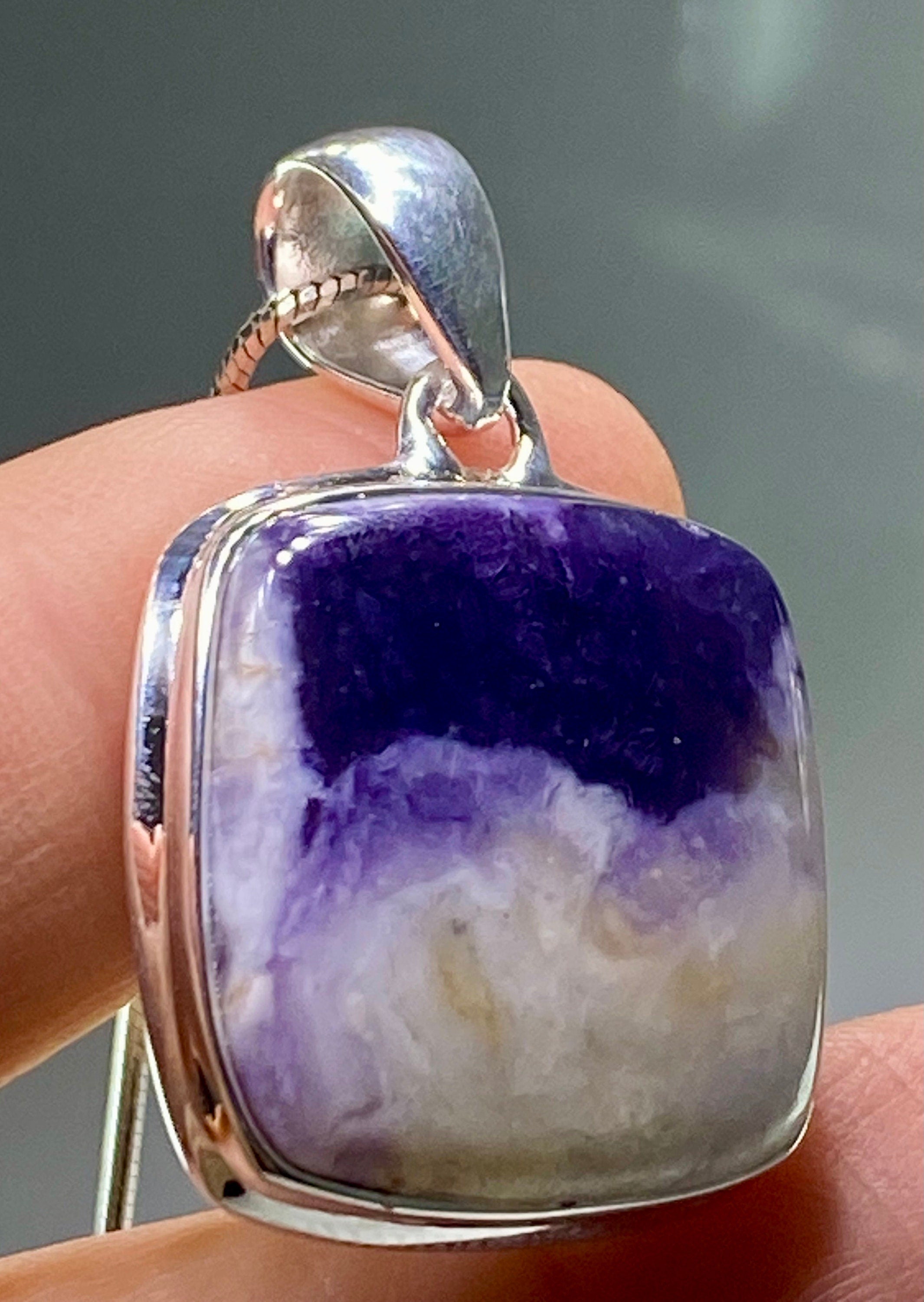 A Rare Violet Flame (Morado) Opal Silver Pendant (UV)