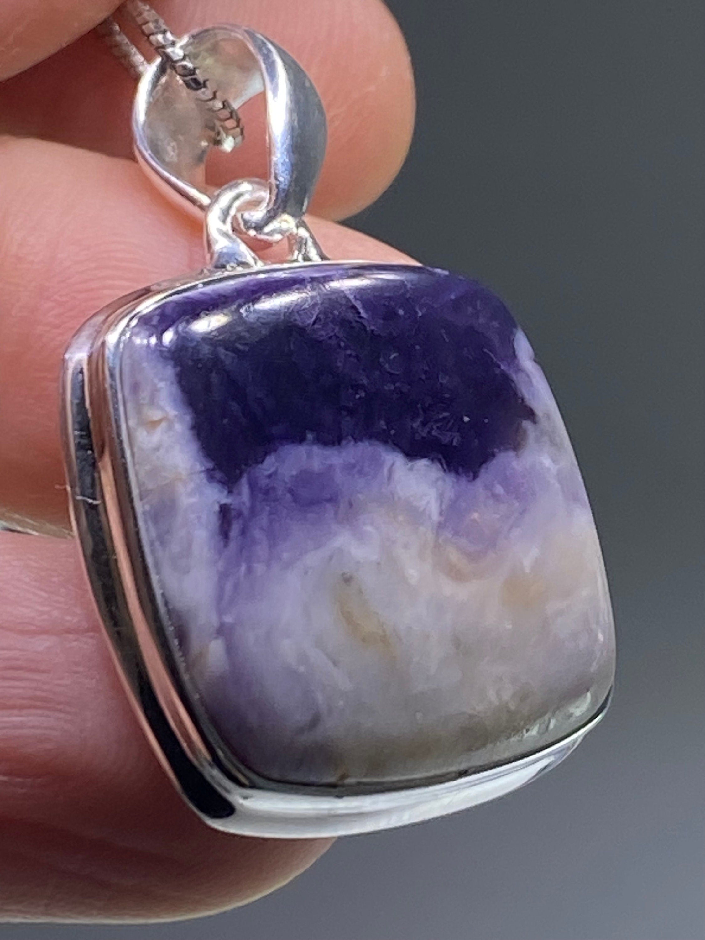 A Rare Violet Flame (Morado) Opal Silver Pendant (UV)