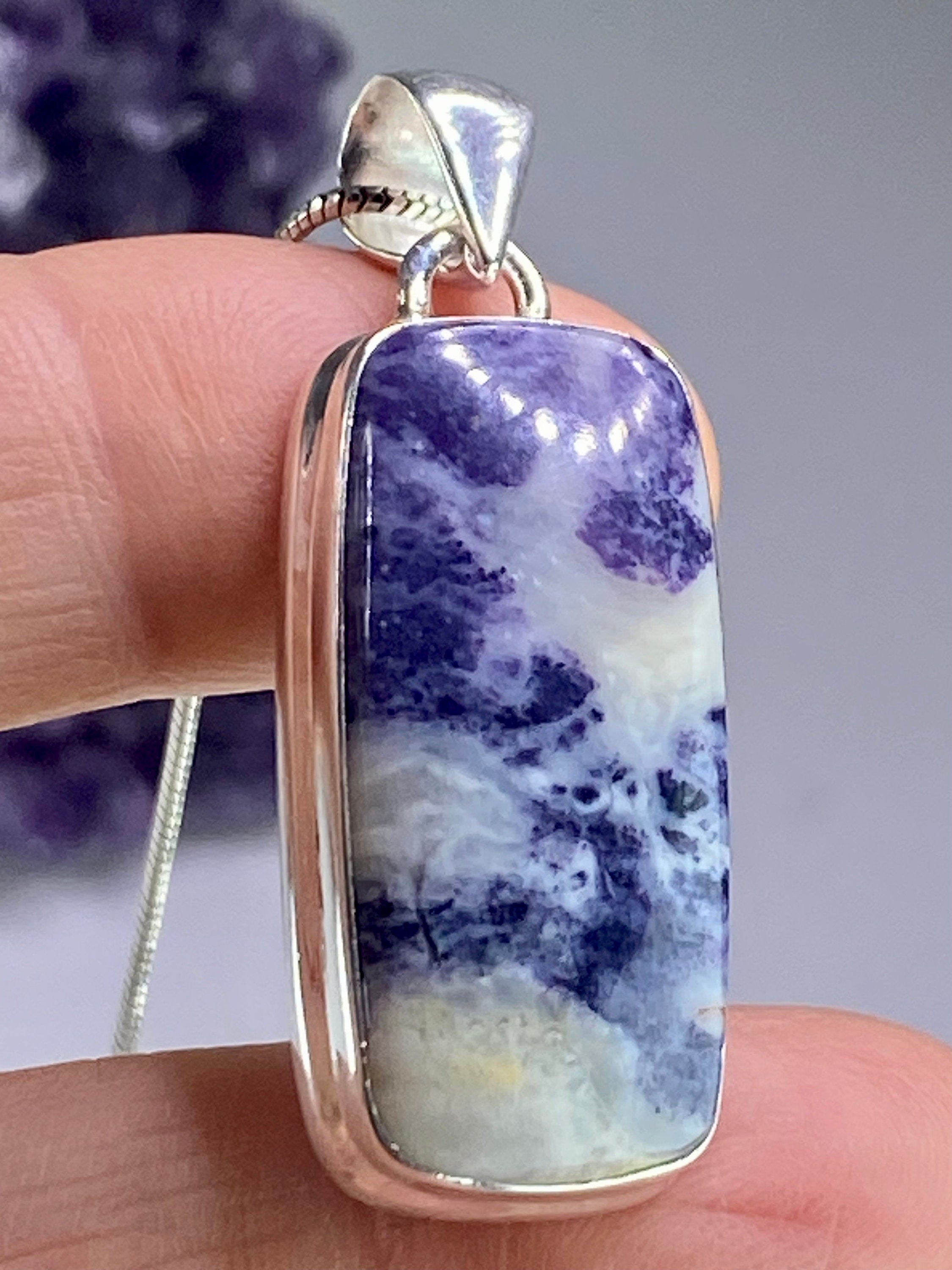 A Rare Violet Flame (Morado) Opal Silver Pendant (UV)