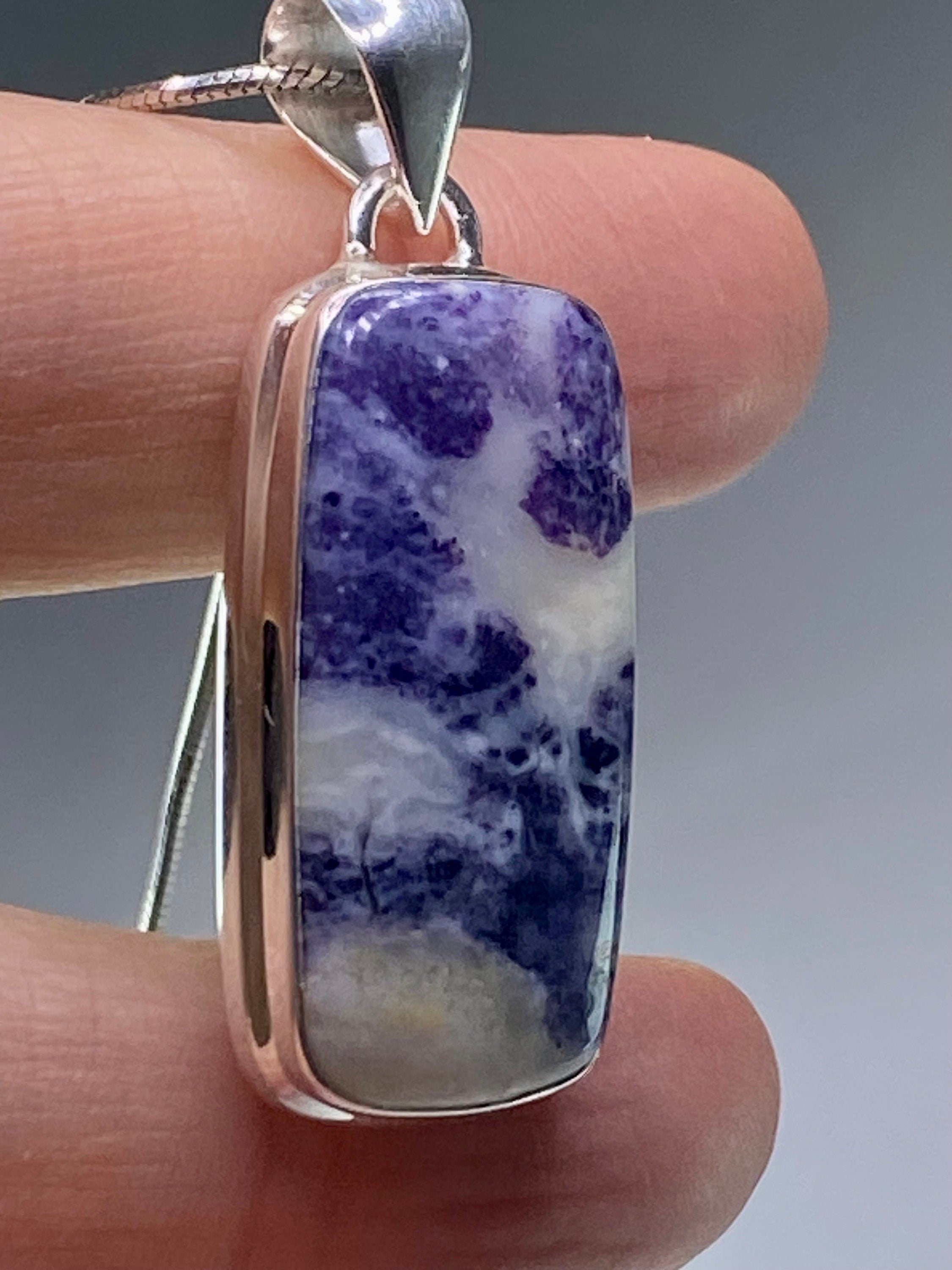 A Rare Violet Flame (Morado) Opal Silver Pendant (UV)