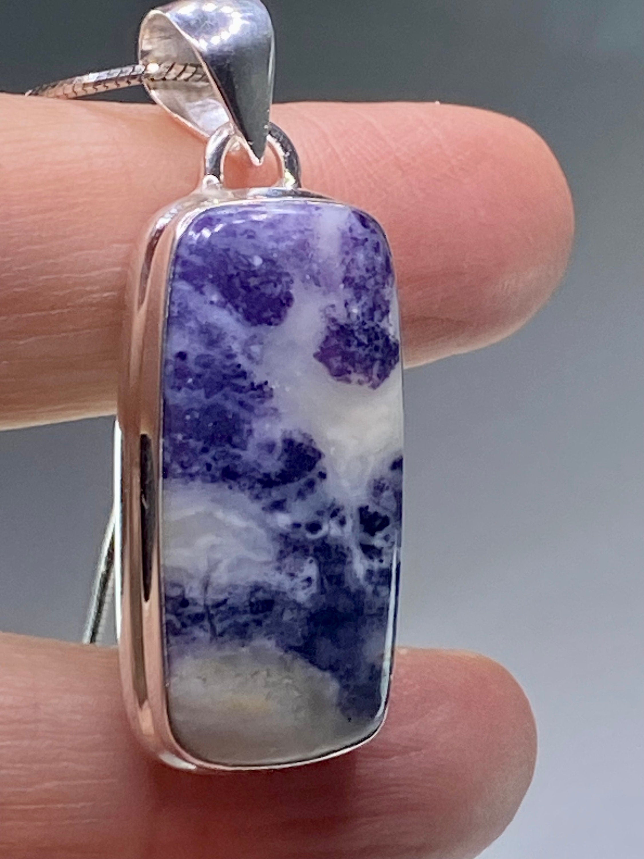 A Rare Violet Flame (Morado) Opal Silver Pendant (UV)