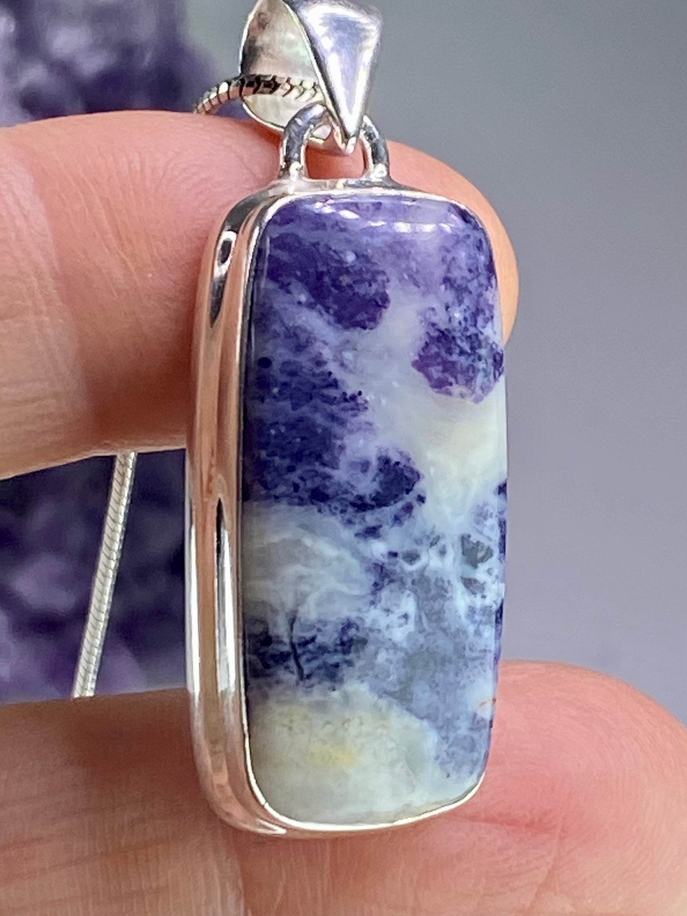 A Rare Violet Flame (Morado) Opal Silver Pendant (UV)