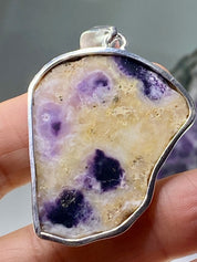 A Rare Violet Flame (Morado) Opal Slice Silver Pendant (UV)