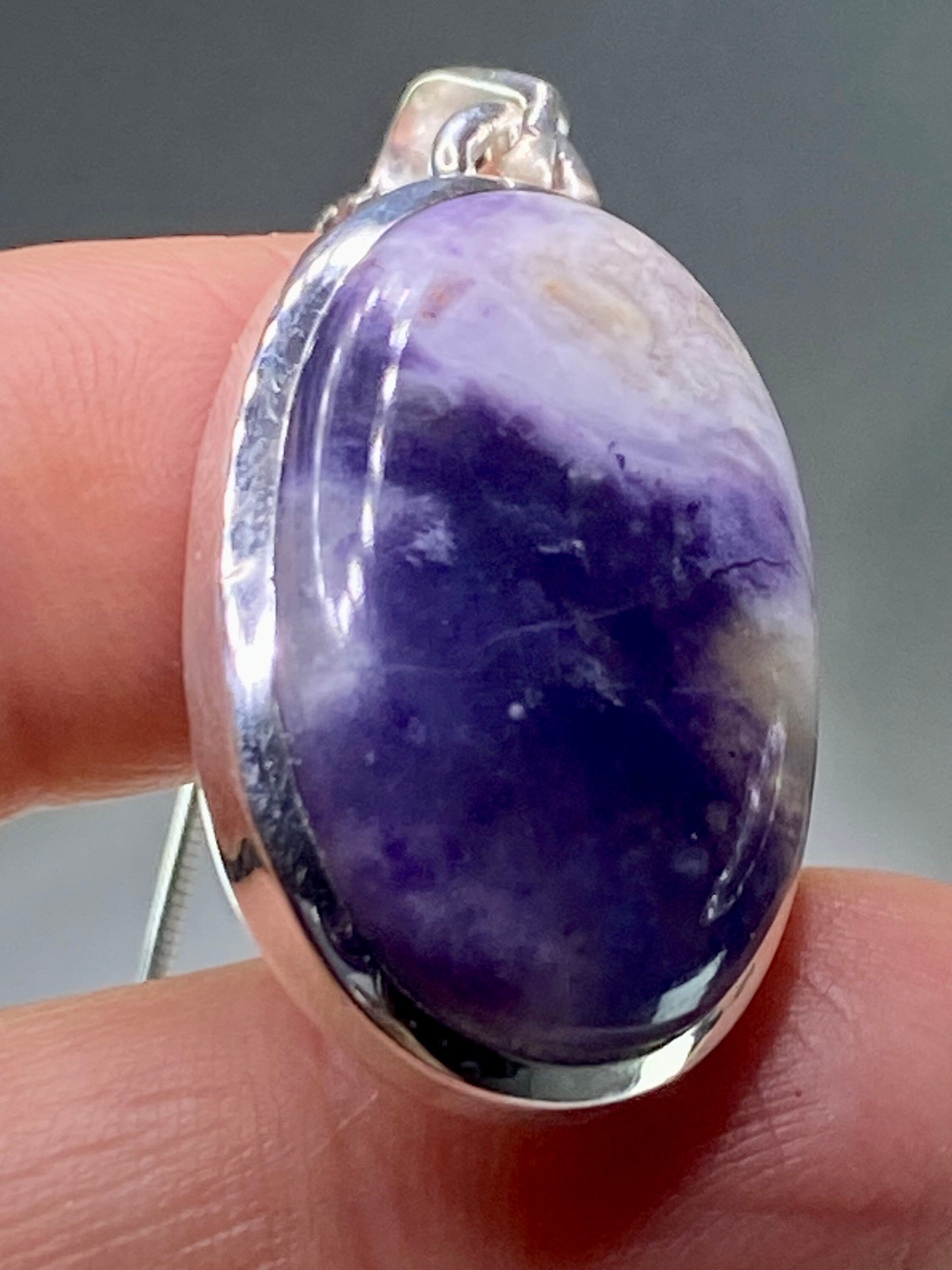 A Rare Violet Flame (Morado) Opal Silver Pendant (UV)