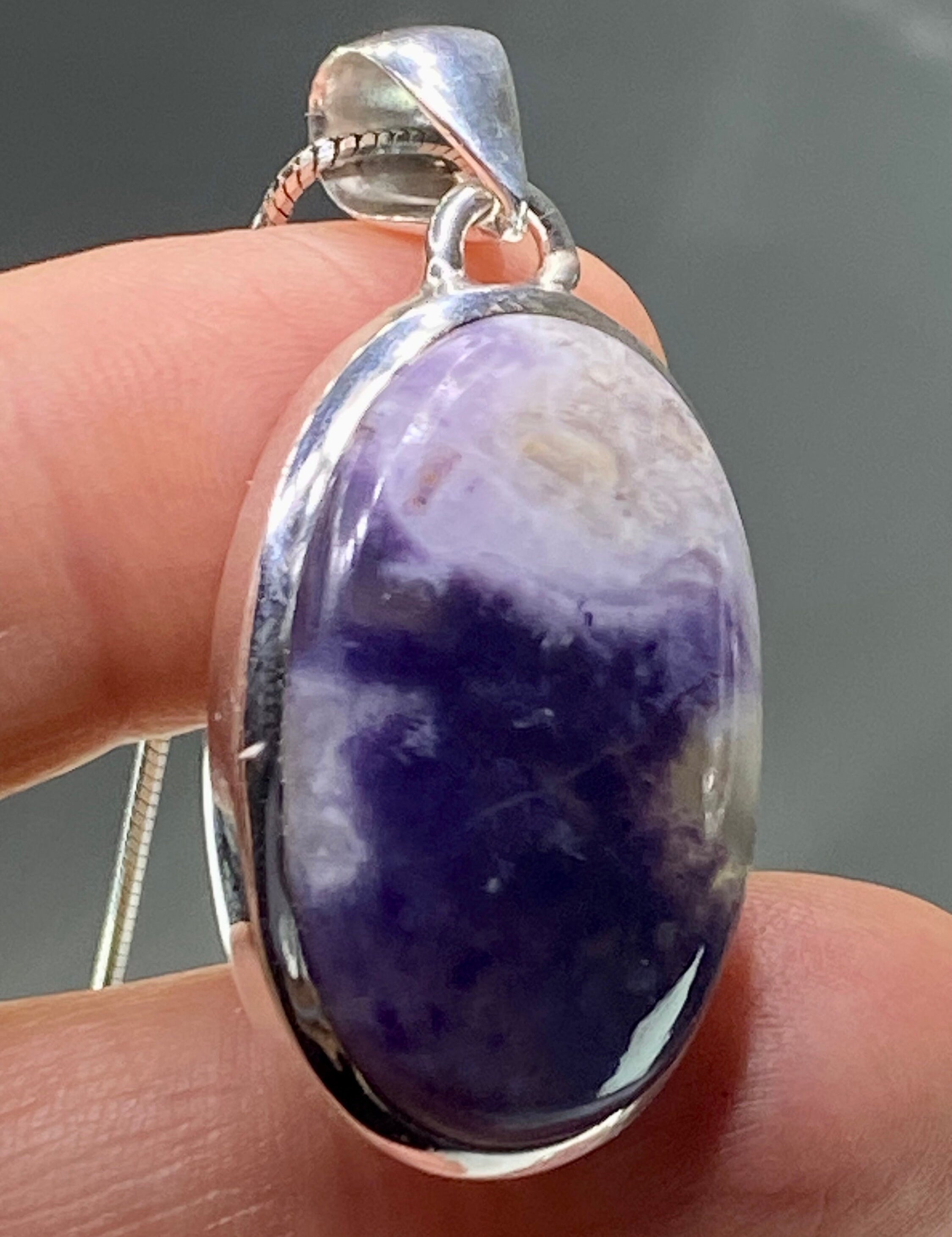 A Rare Violet Flame (Morado) Opal Silver Pendant (UV)