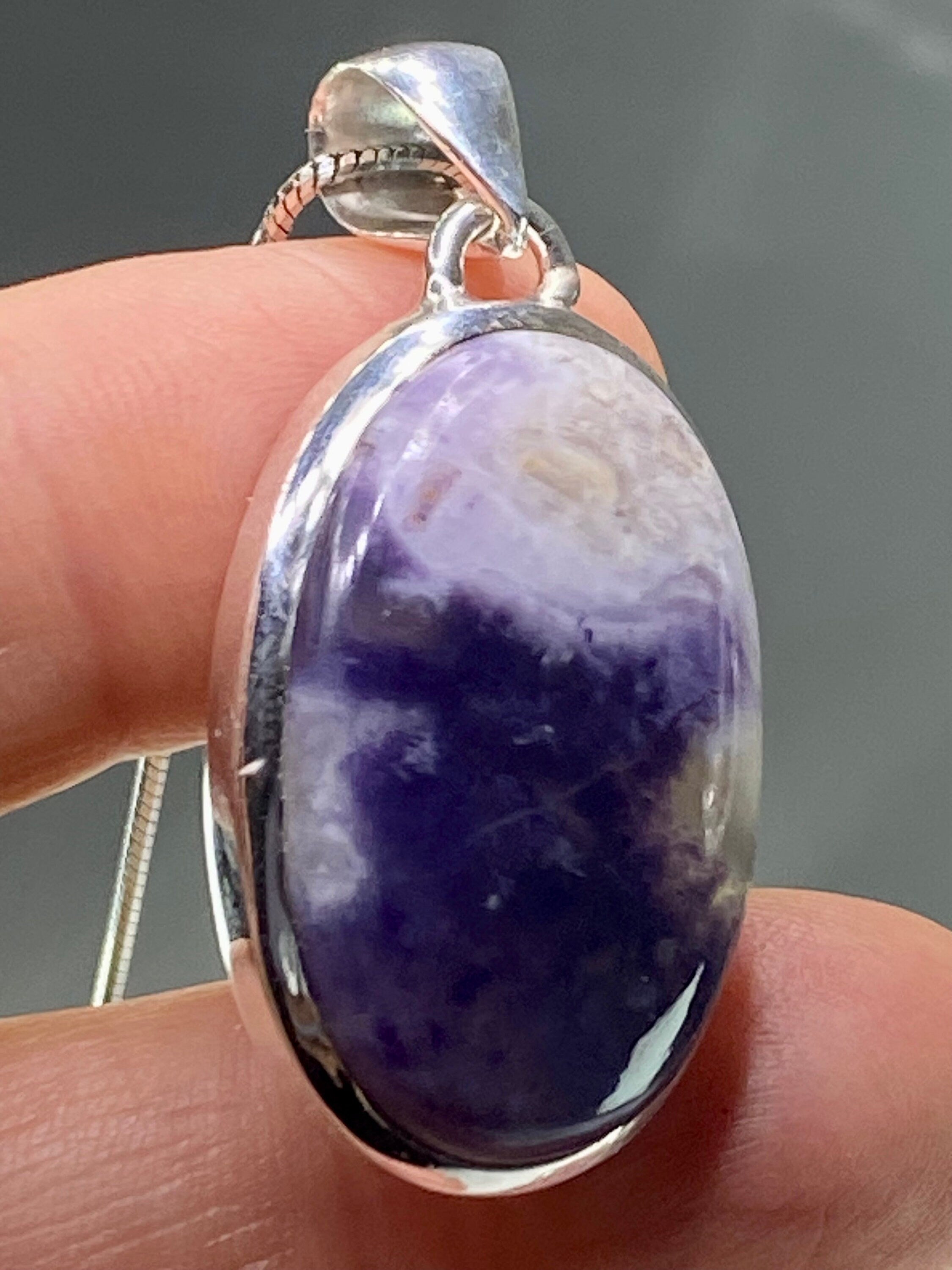 A Rare Violet Flame (Morado) Opal Silver Pendant (UV)