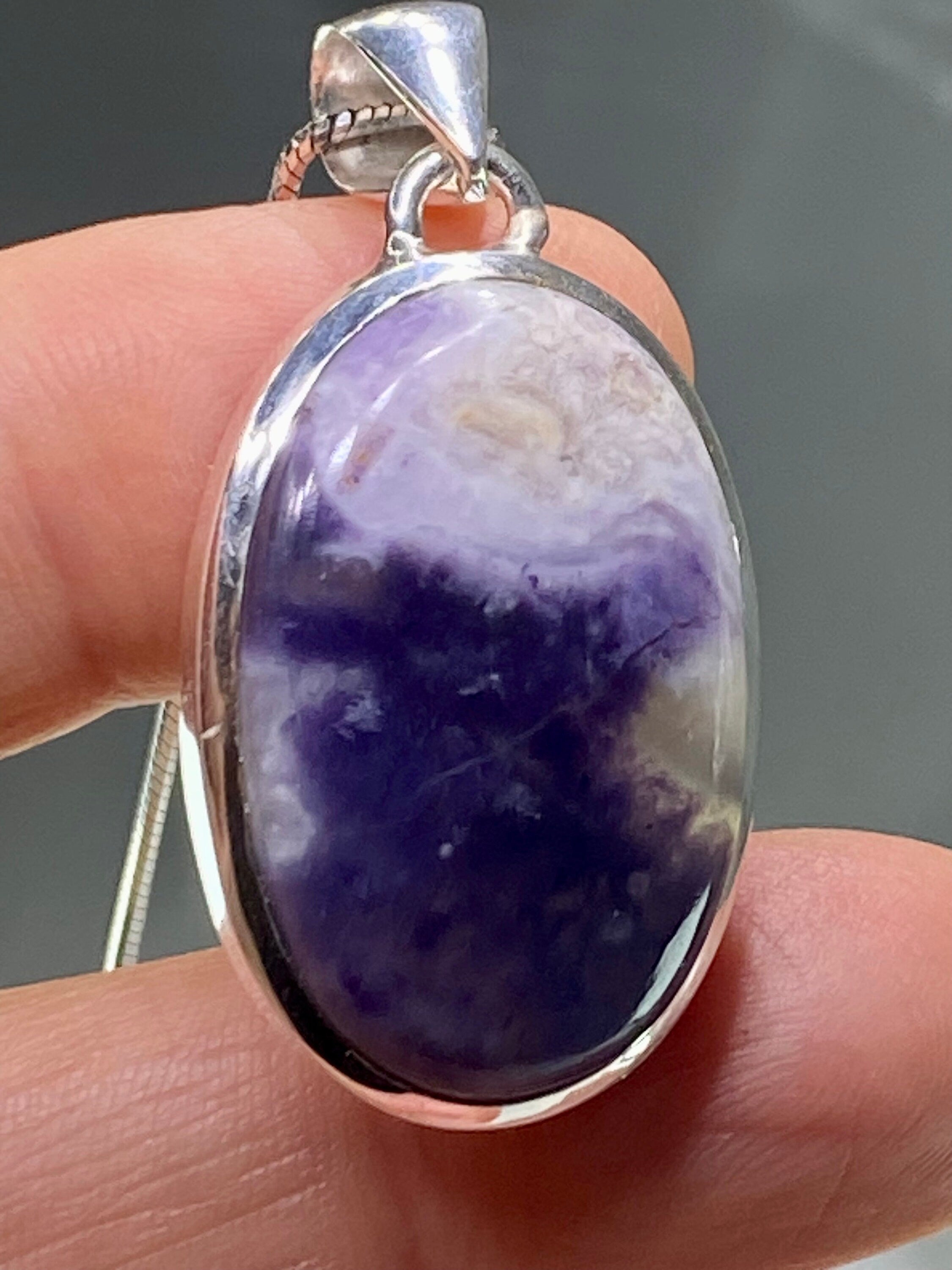 A Rare Violet Flame (Morado) Opal Silver Pendant (UV)