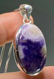 A Rare Violet Flame (Morado) Opal Silver Pendant (UV)