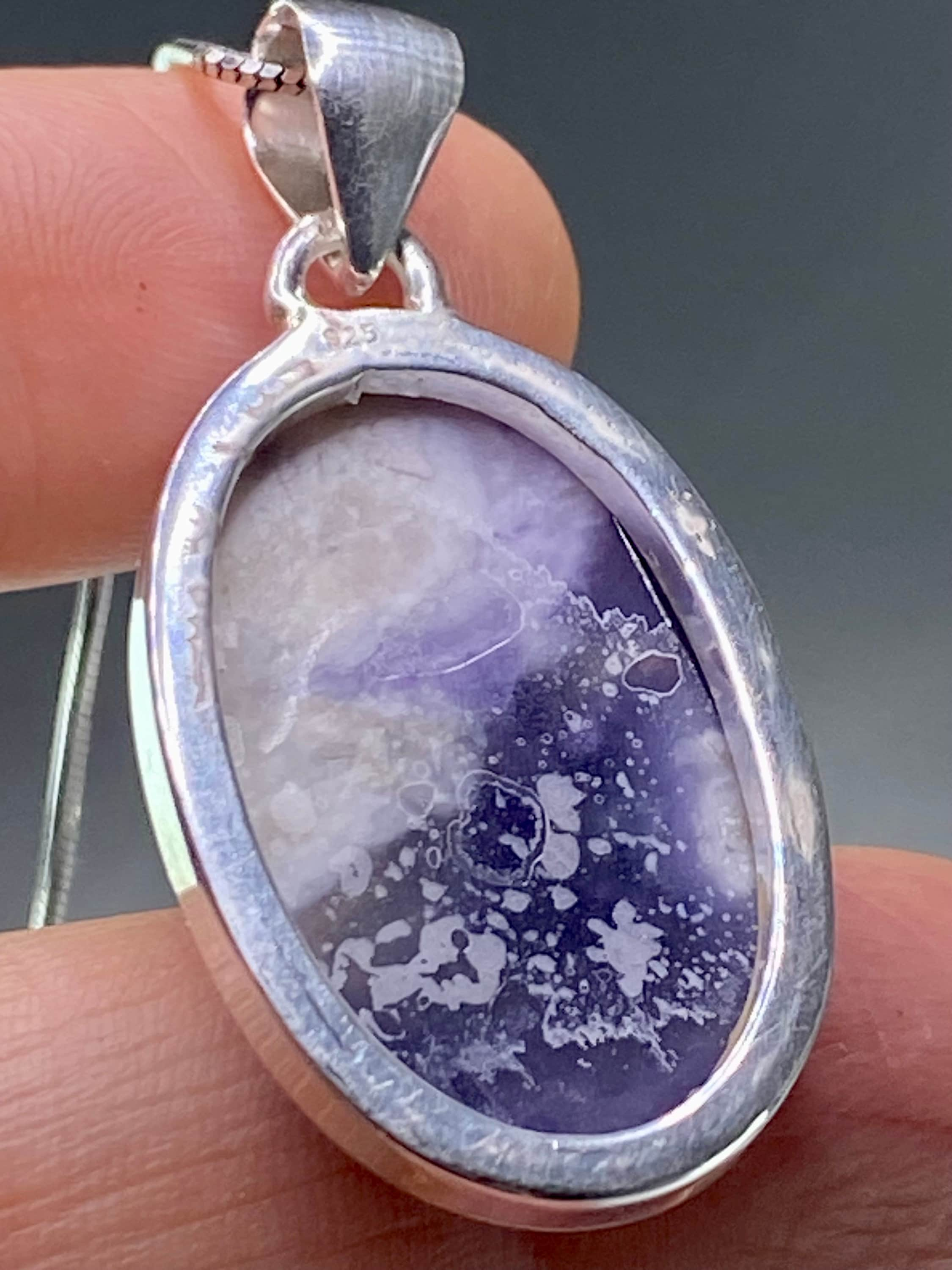 A Rare Violet Flame (Morado) Opal Silver Pendant (UV)